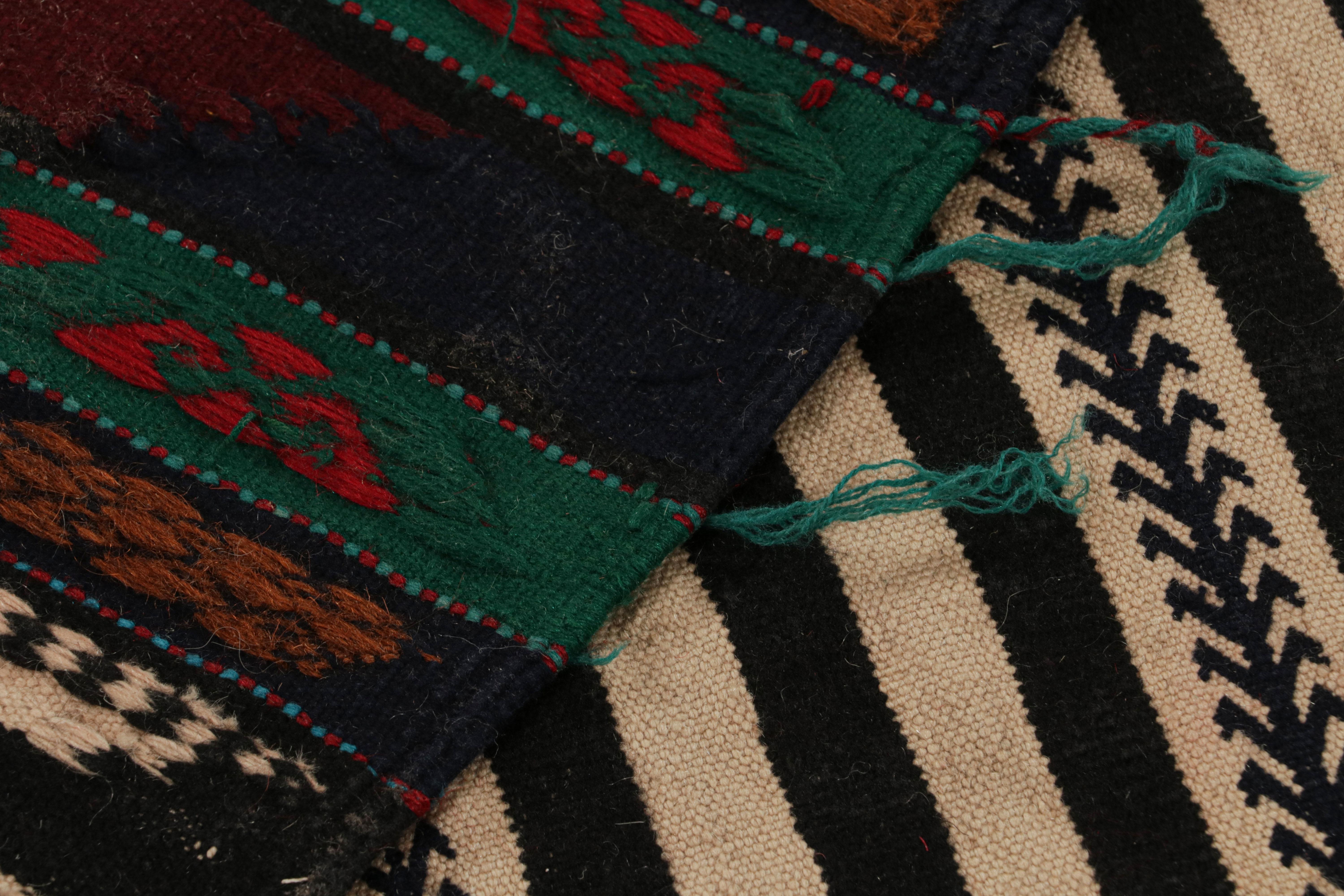 Wool Vintage Afghan Kilim Rug with Polychromatic Stripes, from Rug & Kilim