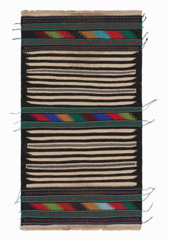 Antique Afghan Kilim Rug with Polychromatic Stripes, from Rug & Kilim