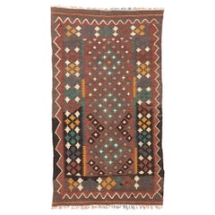 Vintage Afghan Kilim Rug with Rustic Modern Pacific Northwest Style