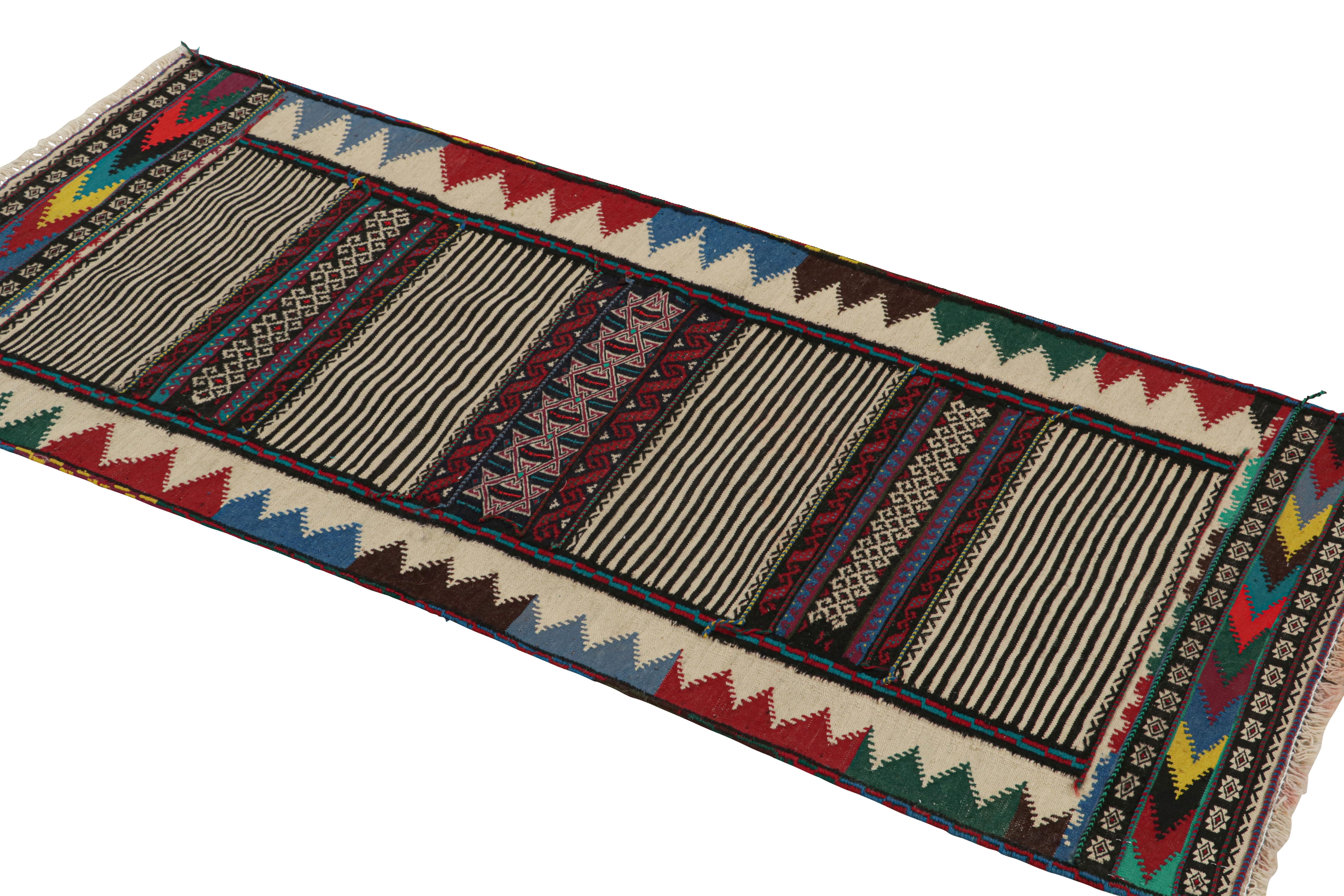 Hand-Woven Vintage Afghan Kilim Rug with Stripes and Geometric Patterns, from Rug & Kilim For Sale