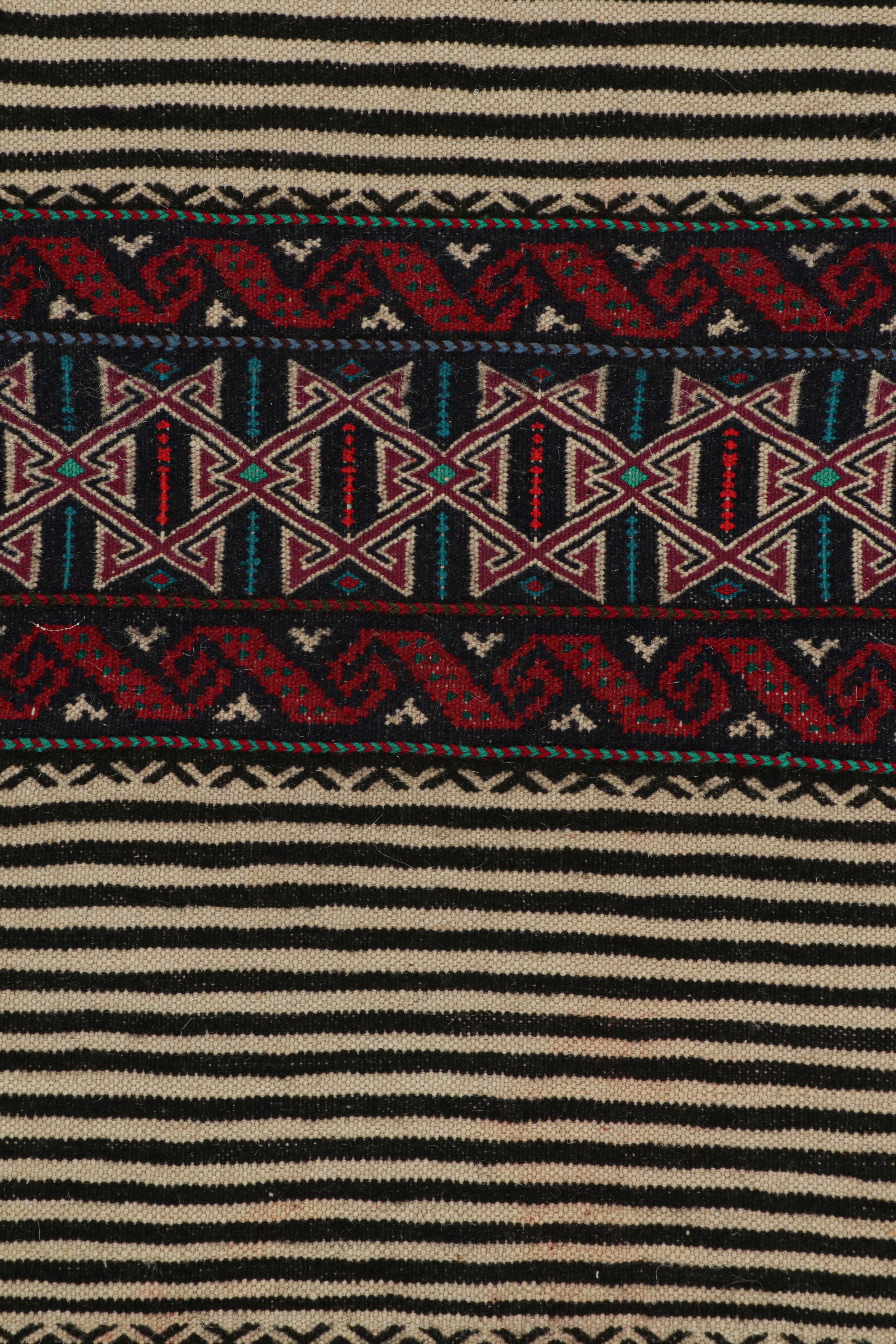 Mid-20th Century Vintage Afghan Kilim Rug with Stripes and Geometric Patterns, from Rug & Kilim For Sale