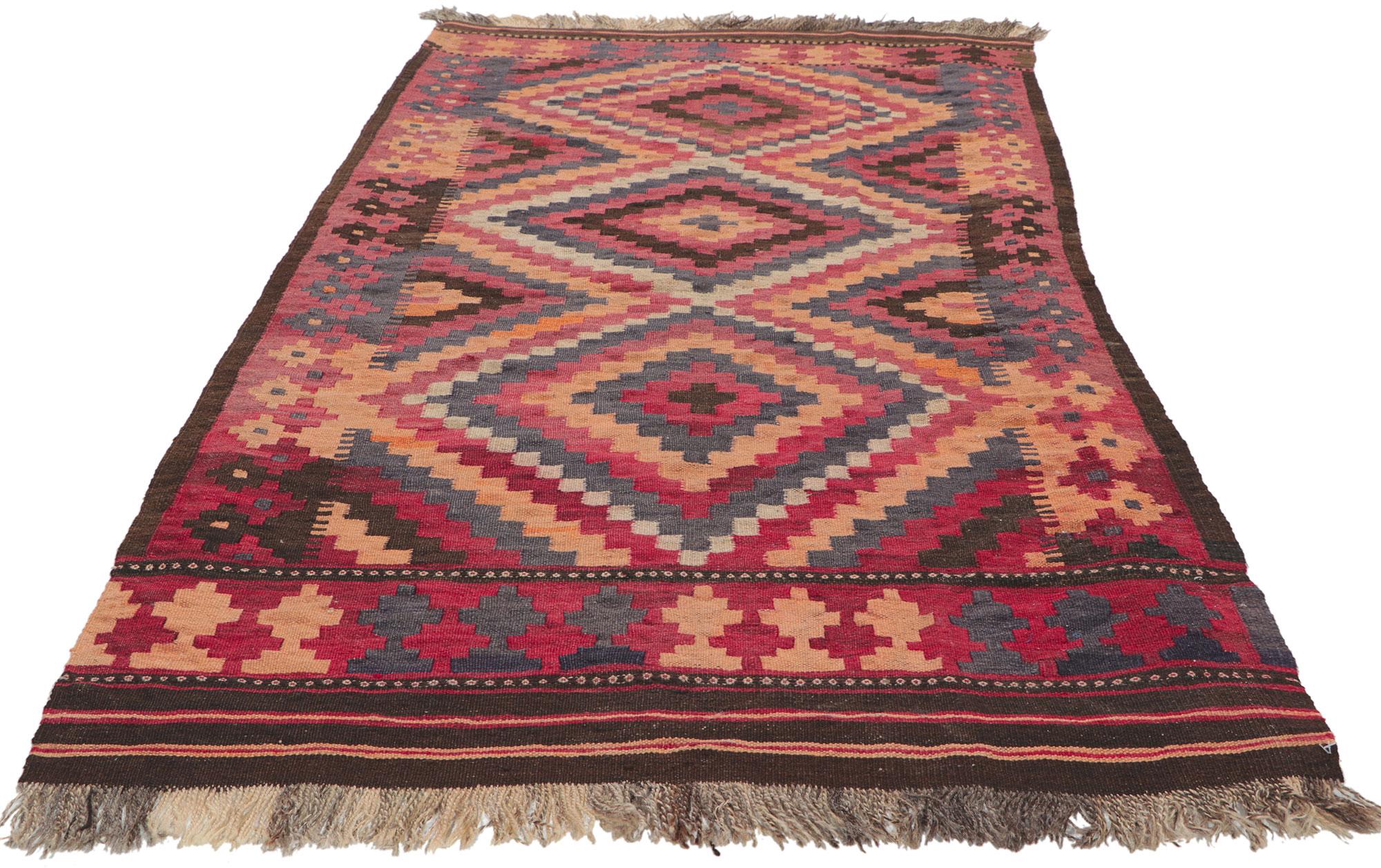 Hand-Woven Vintage Afghan Kilim Rug with Tribal Style For Sale
