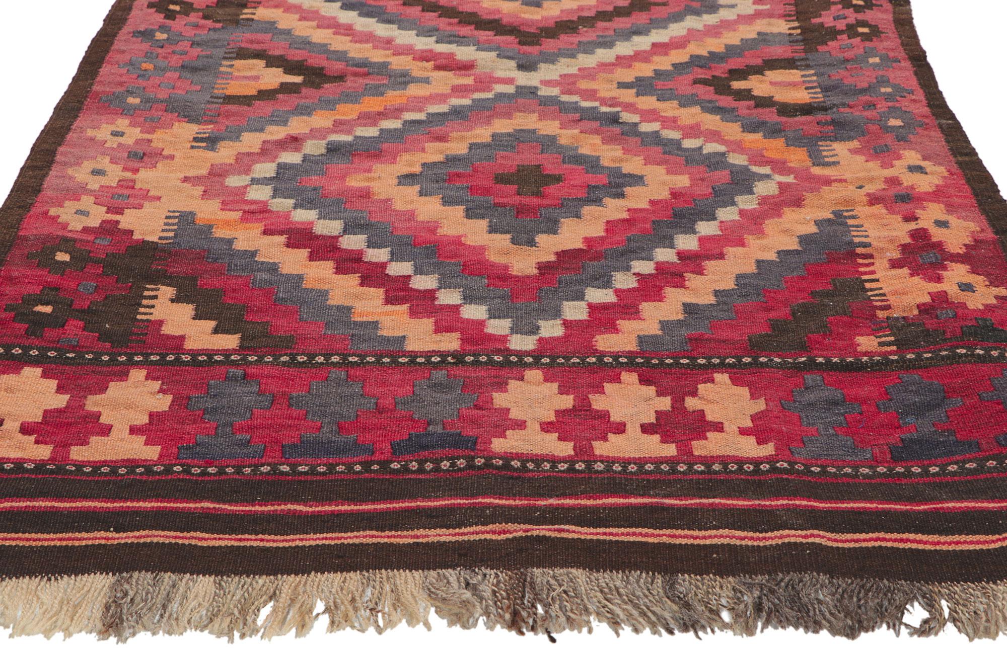 Vintage Afghan Kilim Rug with Tribal Style In Good Condition For Sale In Dallas, TX