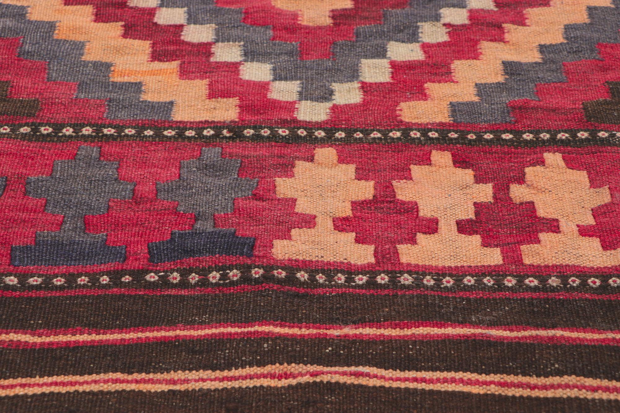 20th Century Vintage Afghan Kilim Rug with Tribal Style For Sale