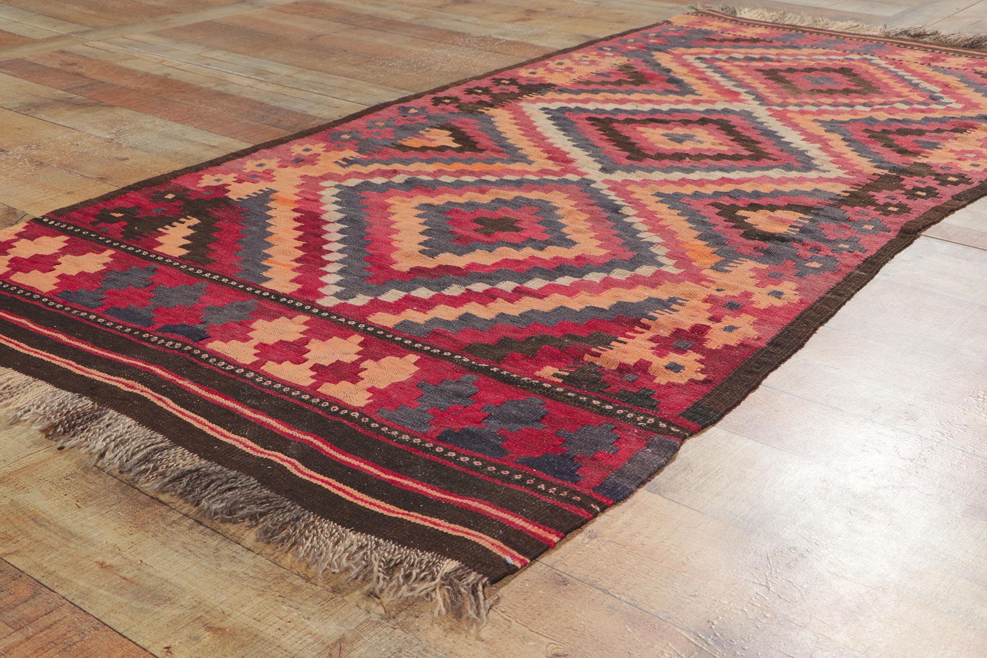 Vintage Afghan Kilim Rug with Tribal Style For Sale 1
