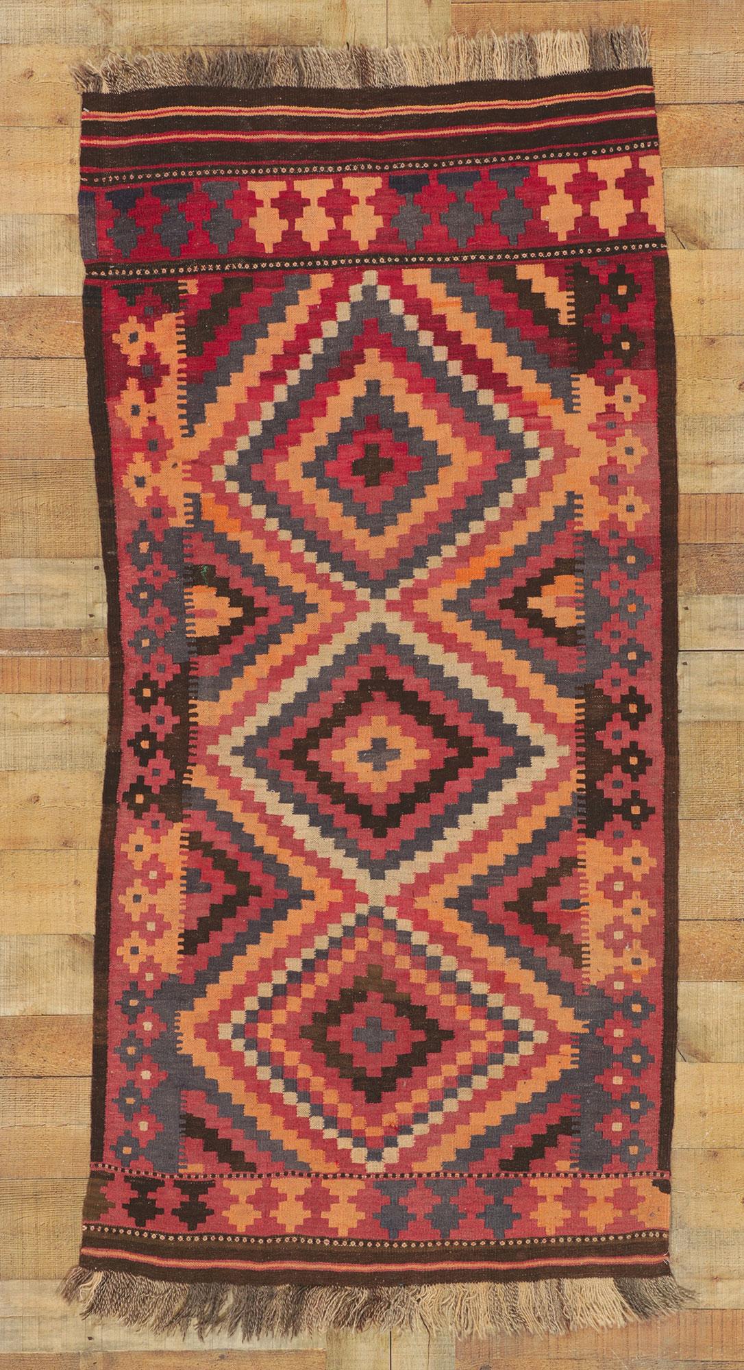 Vintage Afghan Kilim Rug with Tribal Style For Sale 3