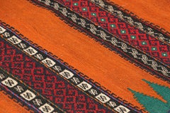 Vintage Afghan Kilim Runner in Orange with Geometric Patterns, from Rug & Kilim