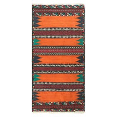 Afghanischer Vintage-Kelim-Läufer aus orangefarbenem Afghanischem Vintage mit geometrischen Mustern, von Rug & Kilim