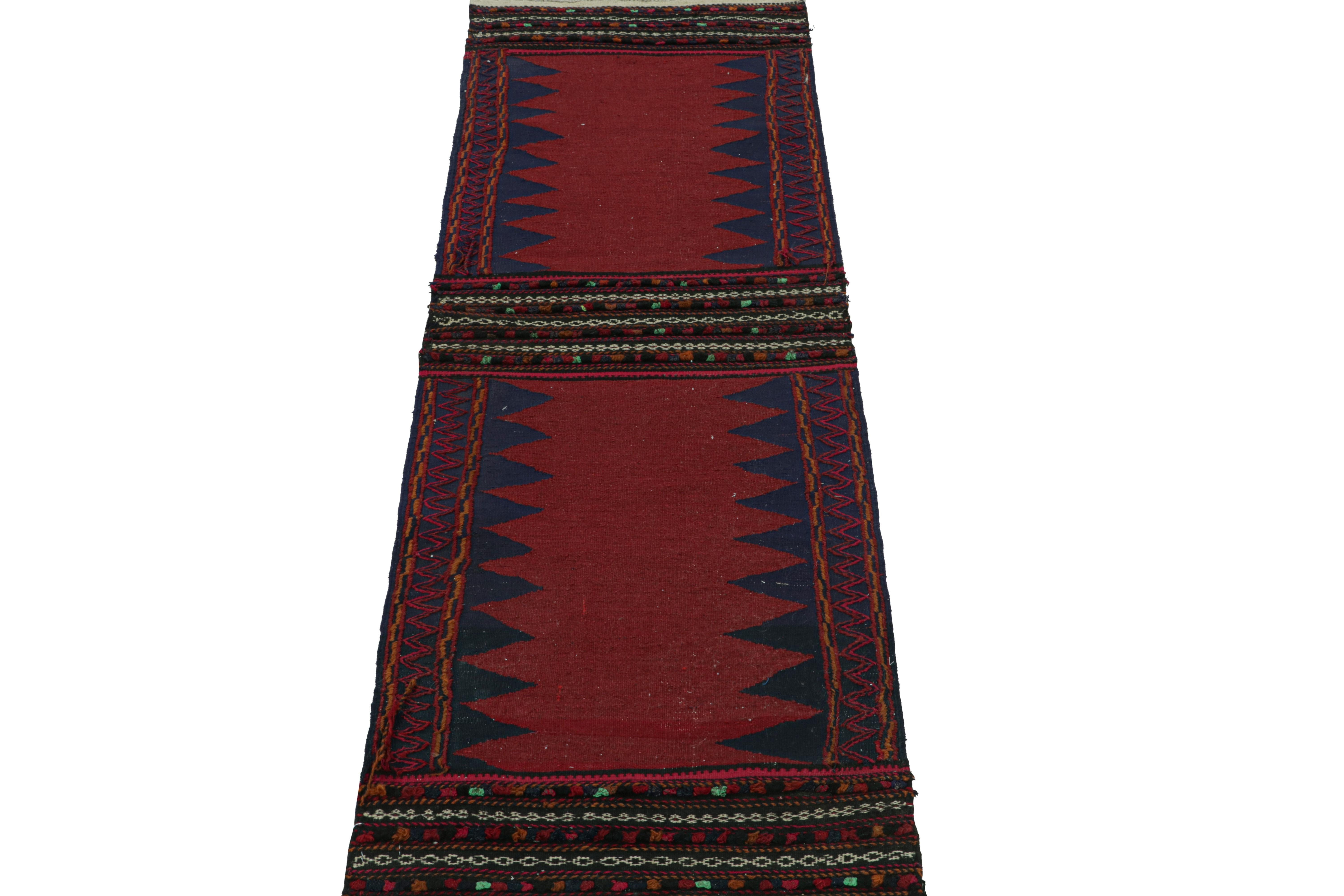 Hand-Knotted Vintage Afghan Kilim Runner Rug, with Geometric Patterns from Rug & Kilim For Sale
