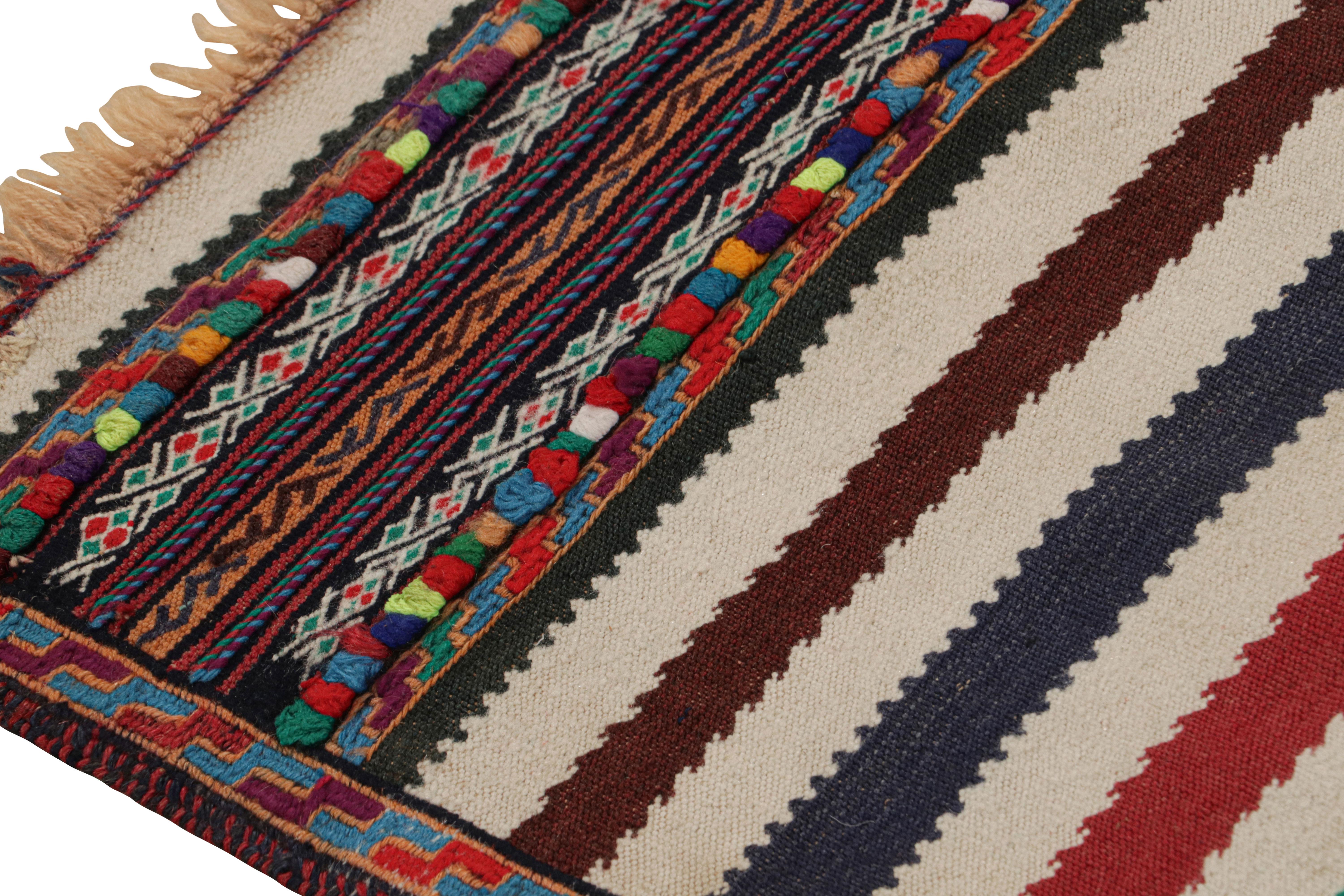 Mid-20th Century Vintage Afghan Kilim Runner Rug with Polychromatic Stripes, from Rug & Kilim For Sale
