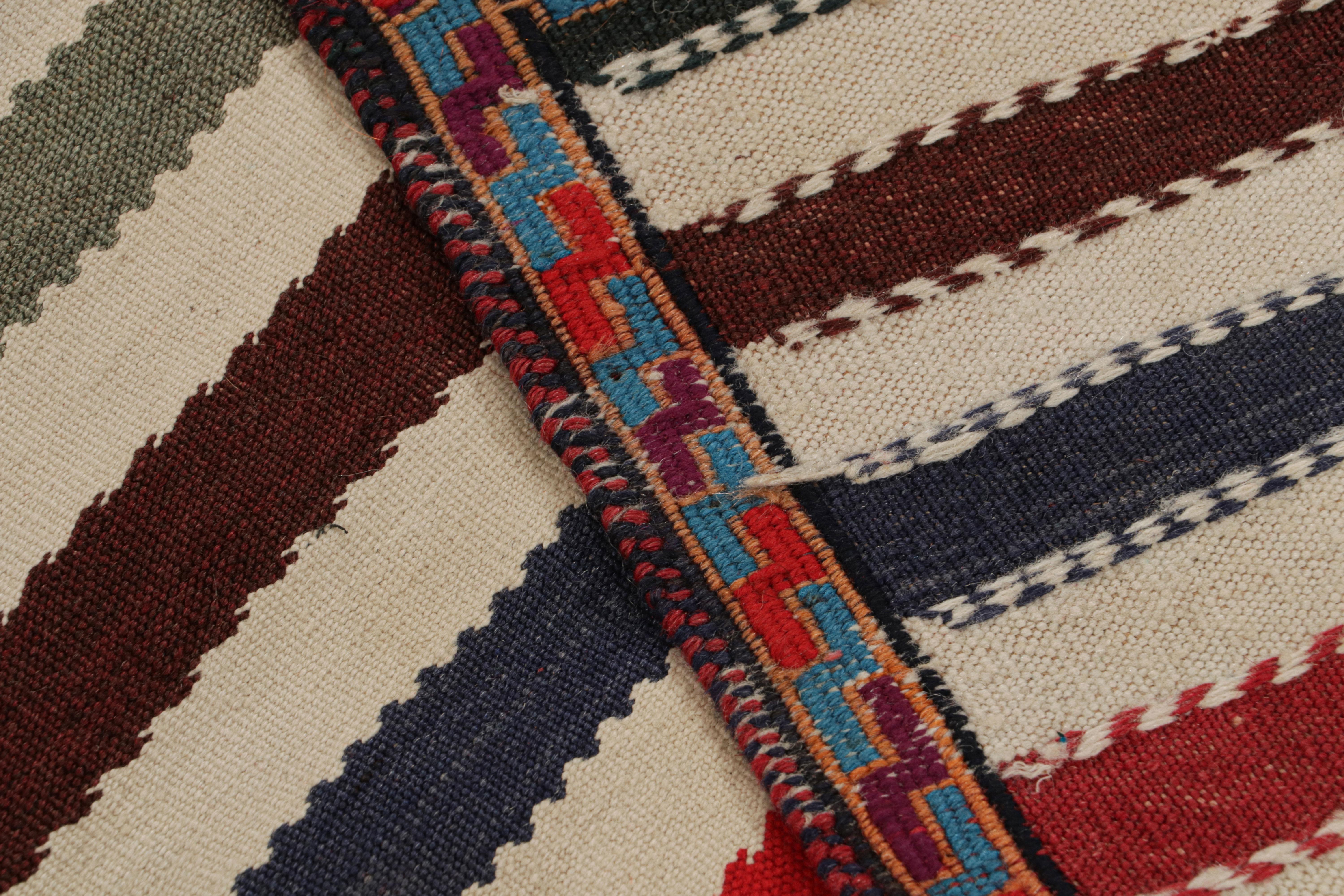 Wool Vintage Afghan Kilim Runner Rug with Polychromatic Stripes, from Rug & Kilim