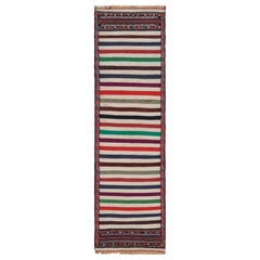 Vintage Afghan Kilim Runner Rug with Polychromatic Stripes, from Rug & Kilim