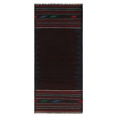 Vintage Afghan Kilim Runner with Stripes and Brown Open Field, from Rug & Kilim
