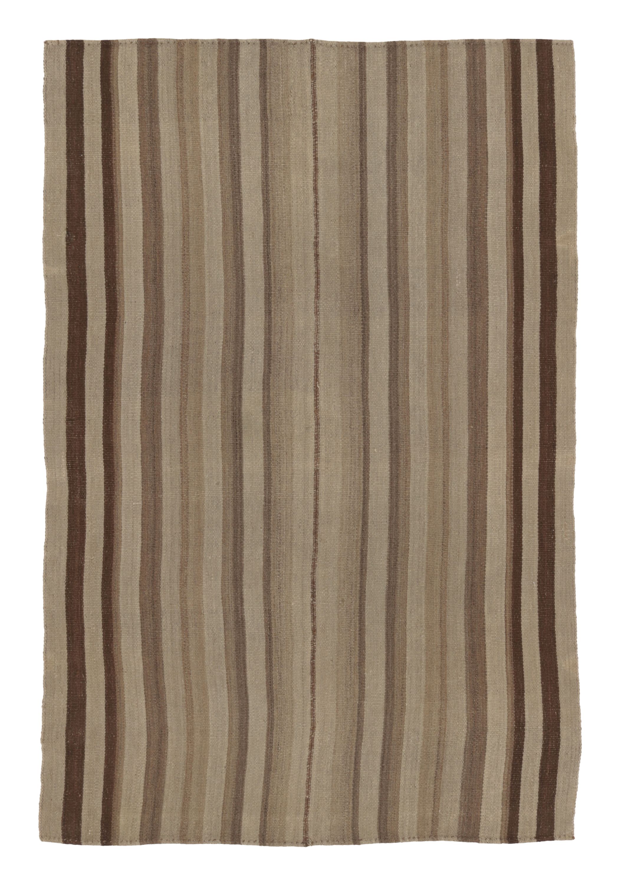 Kilim afgano vintage con rayas geométricas beige-marrón - Rug & Kilim