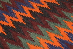 Vintage Afghan Kilim with Polychromatic Chevron Patterns, from Rug & Kilim