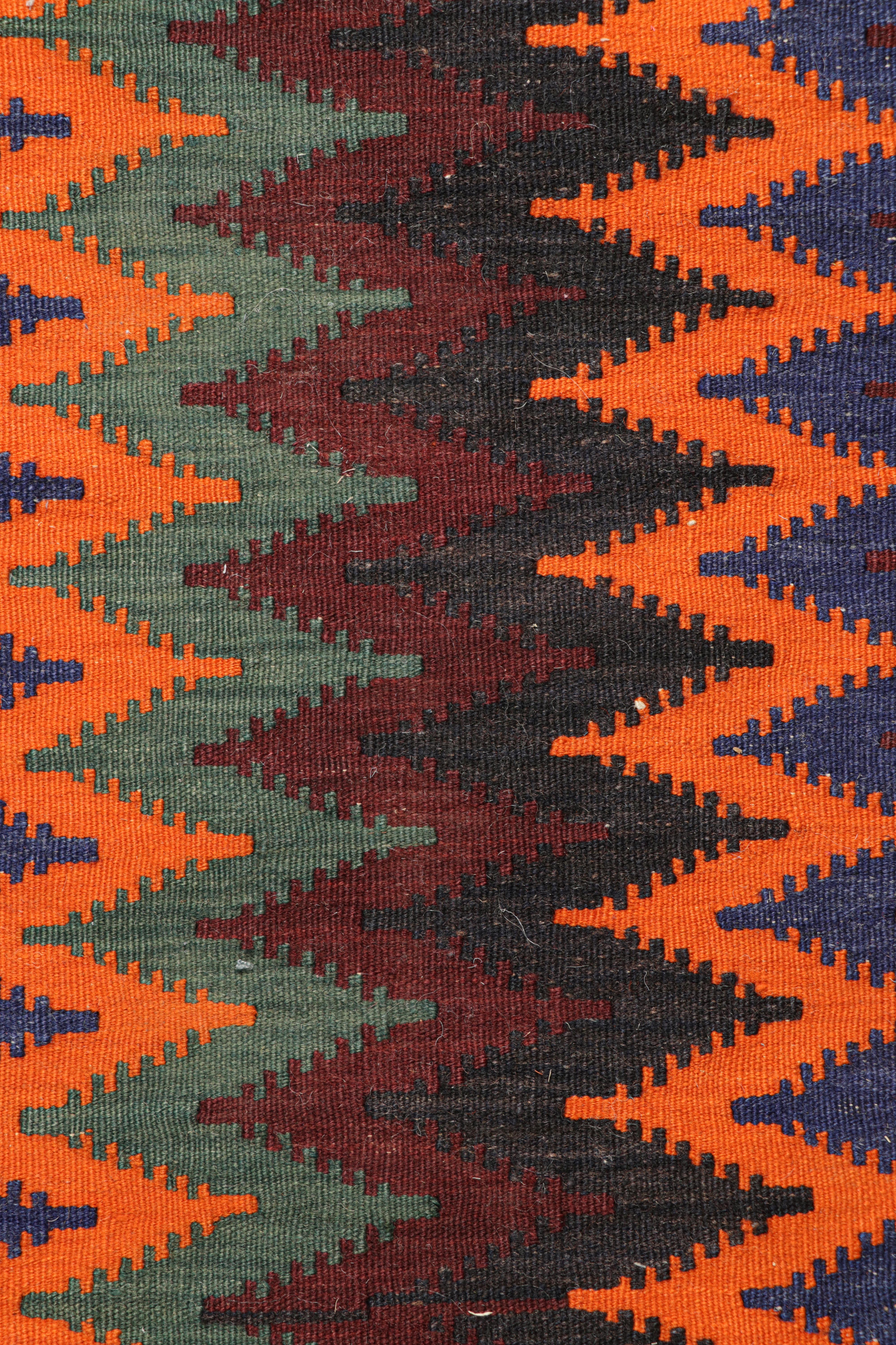 Tribal Vintage Afghan Kilim with Polychromatic Chevron Patterns, from Rug & Kilim For Sale