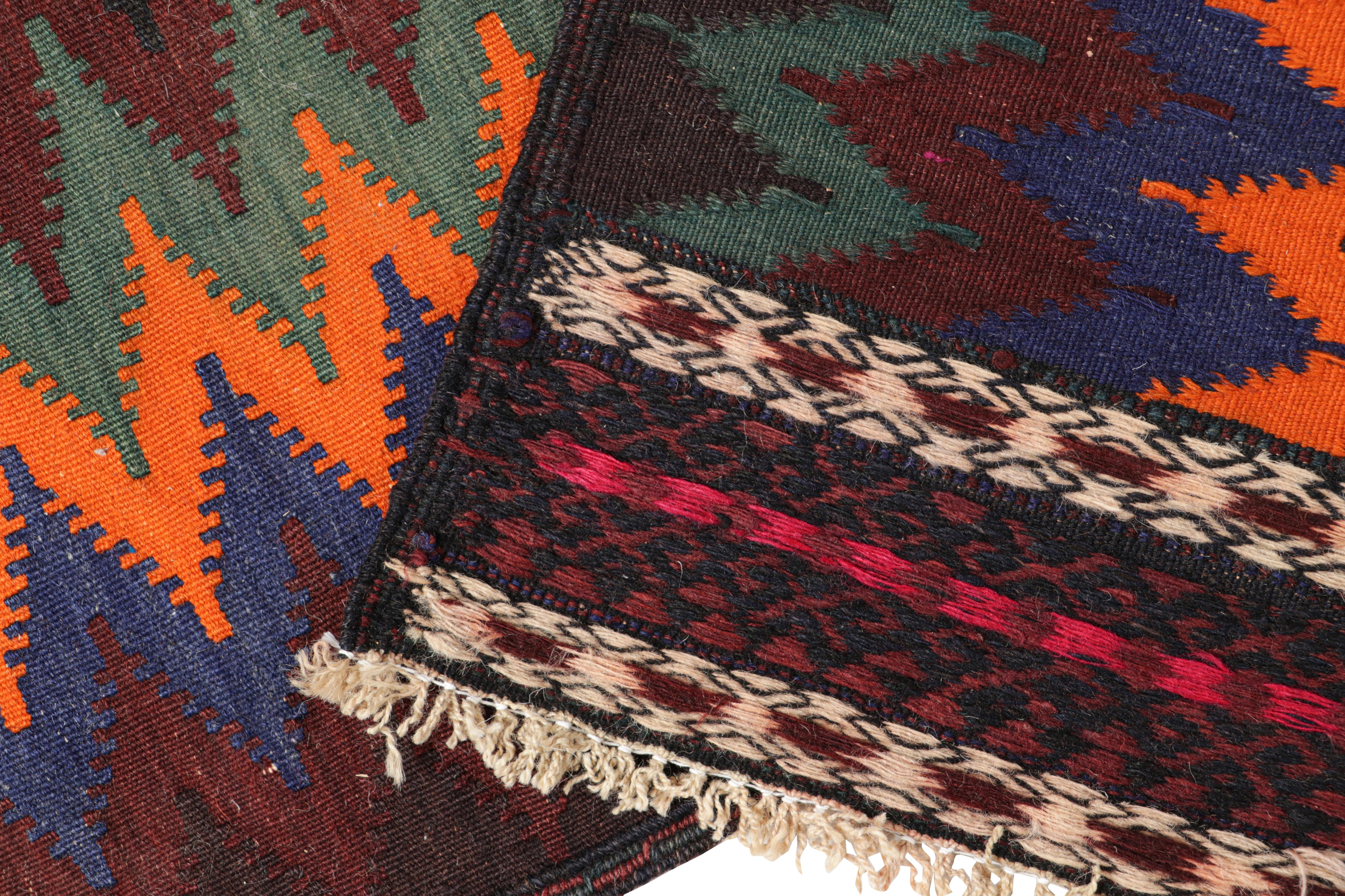 Wool Vintage Afghan Kilim with Polychromatic Chevron Patterns, from Rug & Kilim For Sale