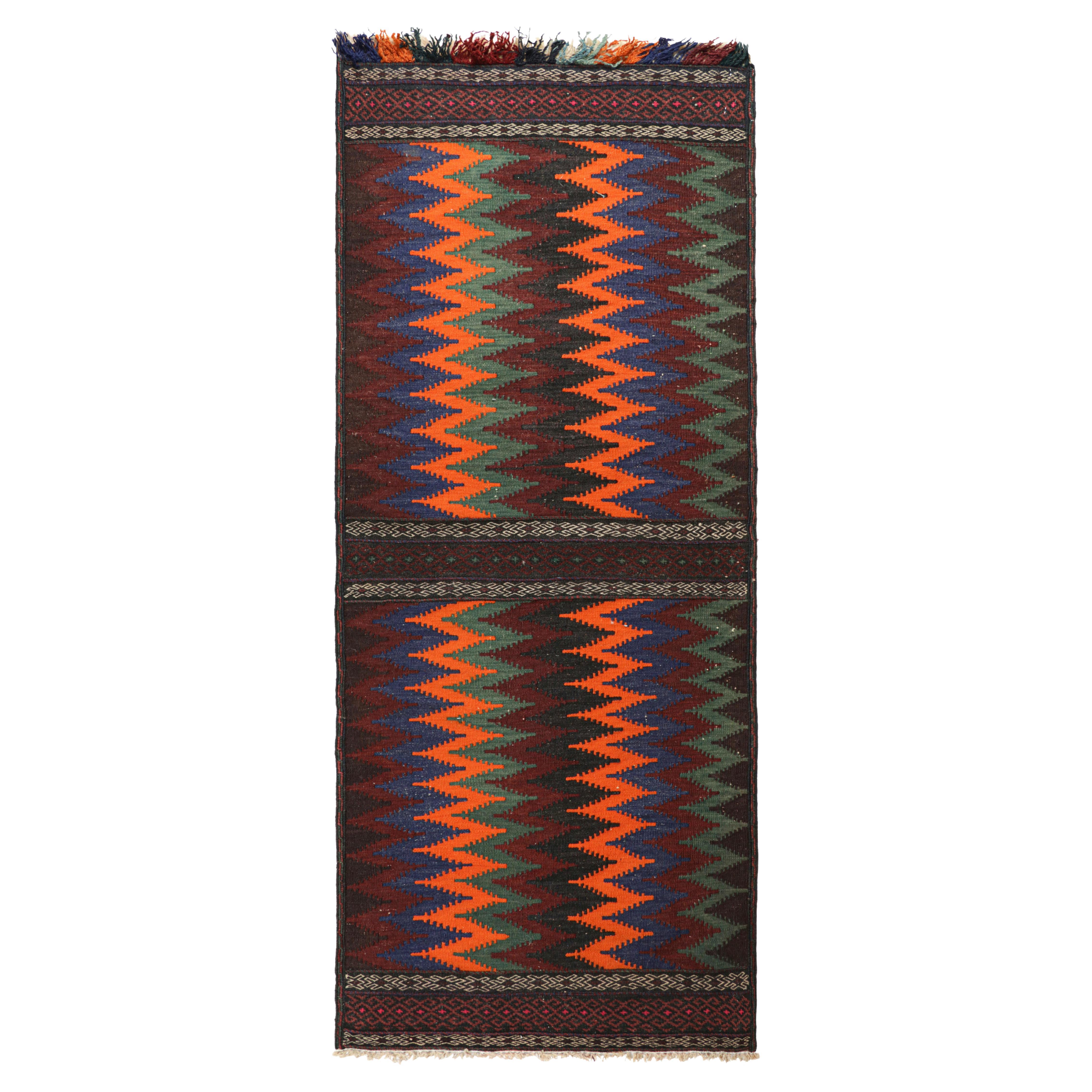 Vintage Afghan Kilim with Polychromatic Chevron Patterns, from Rug & Kilim For Sale