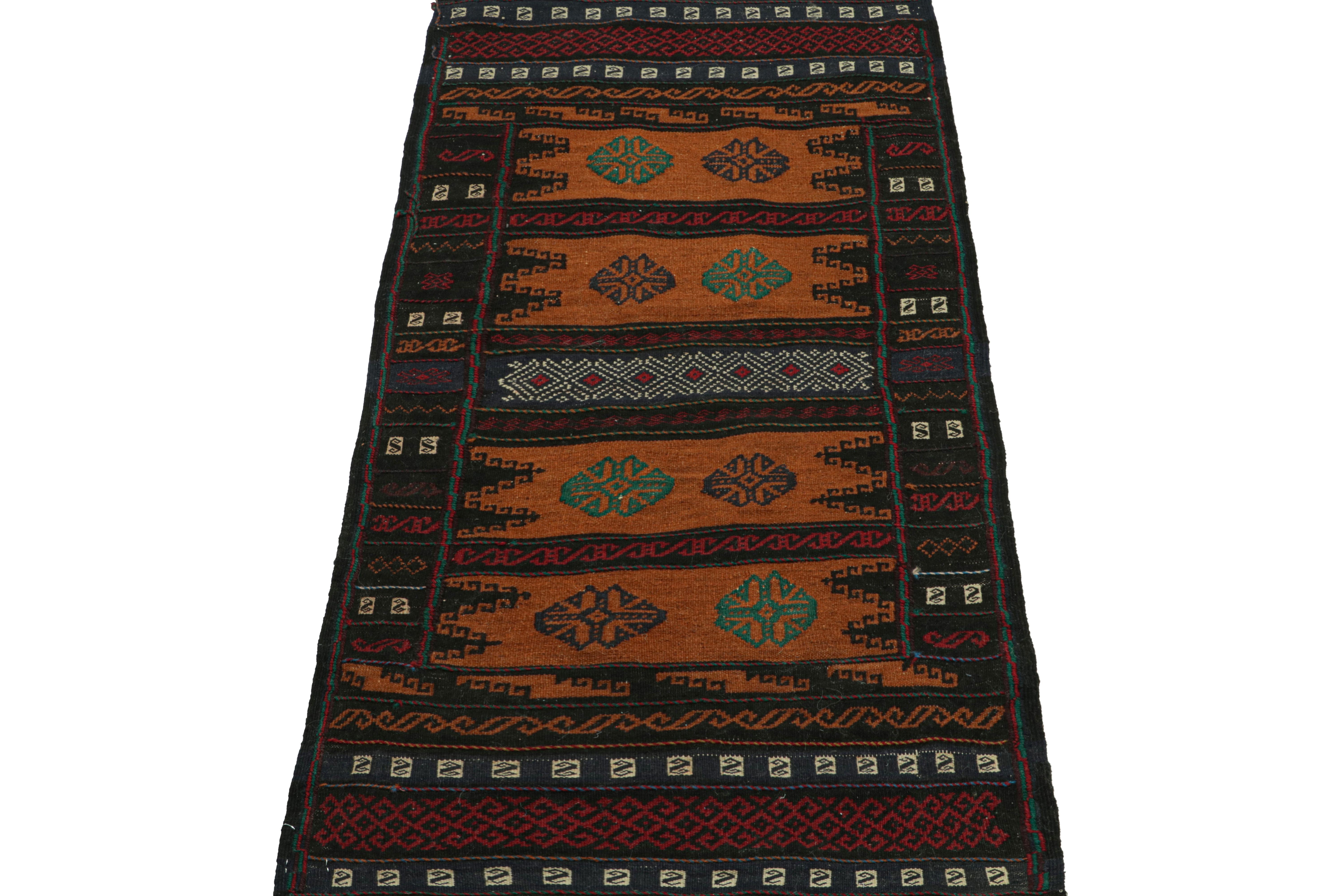 Hand-Knotted Vintage Afghan Kilim with Polychromatic Geometric Patterns, from Rug & Kilim For Sale