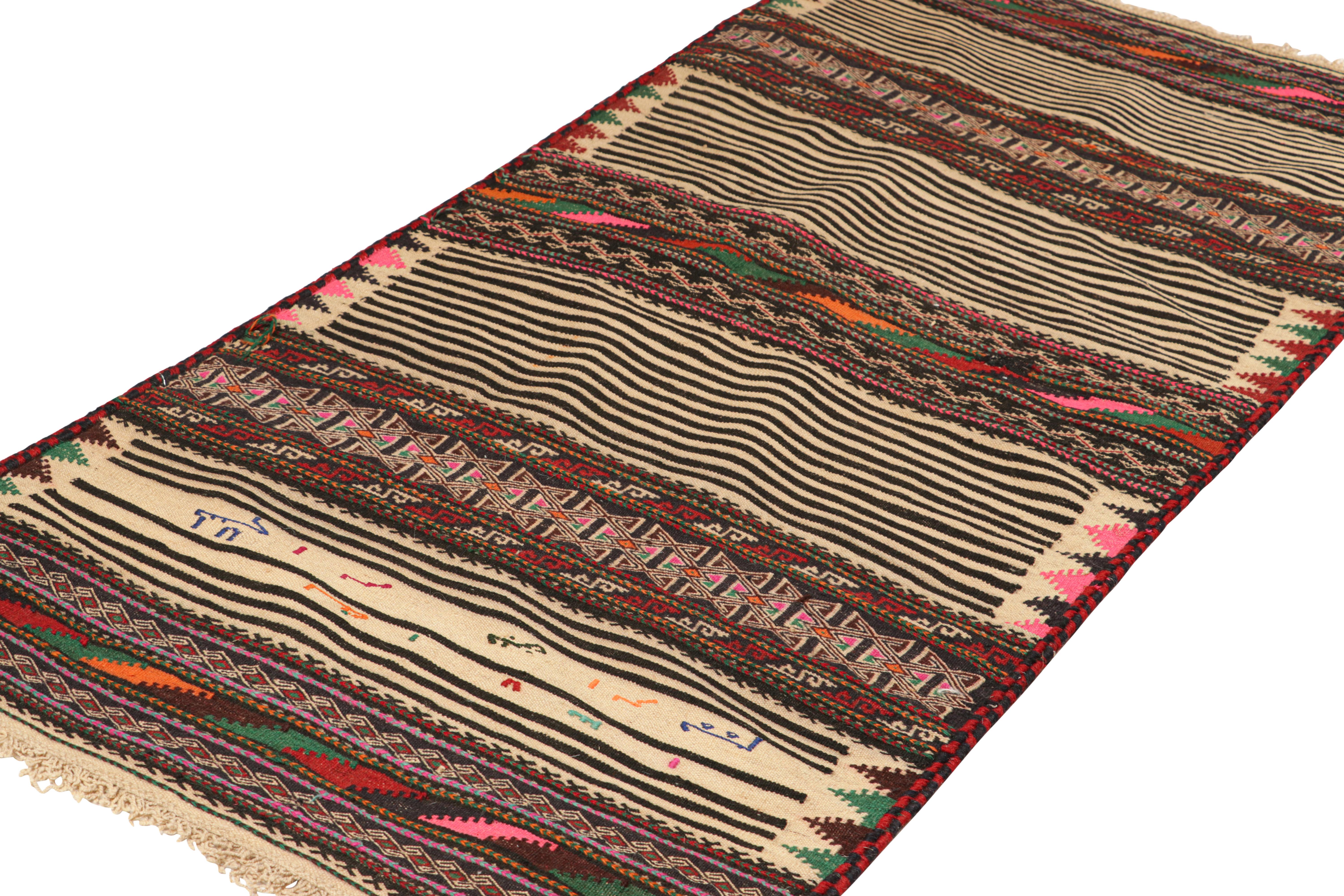 Hand-Woven Vintage Afghan Kilim with Polychromatic Geometric Patterns, from Rug & Kilim For Sale
