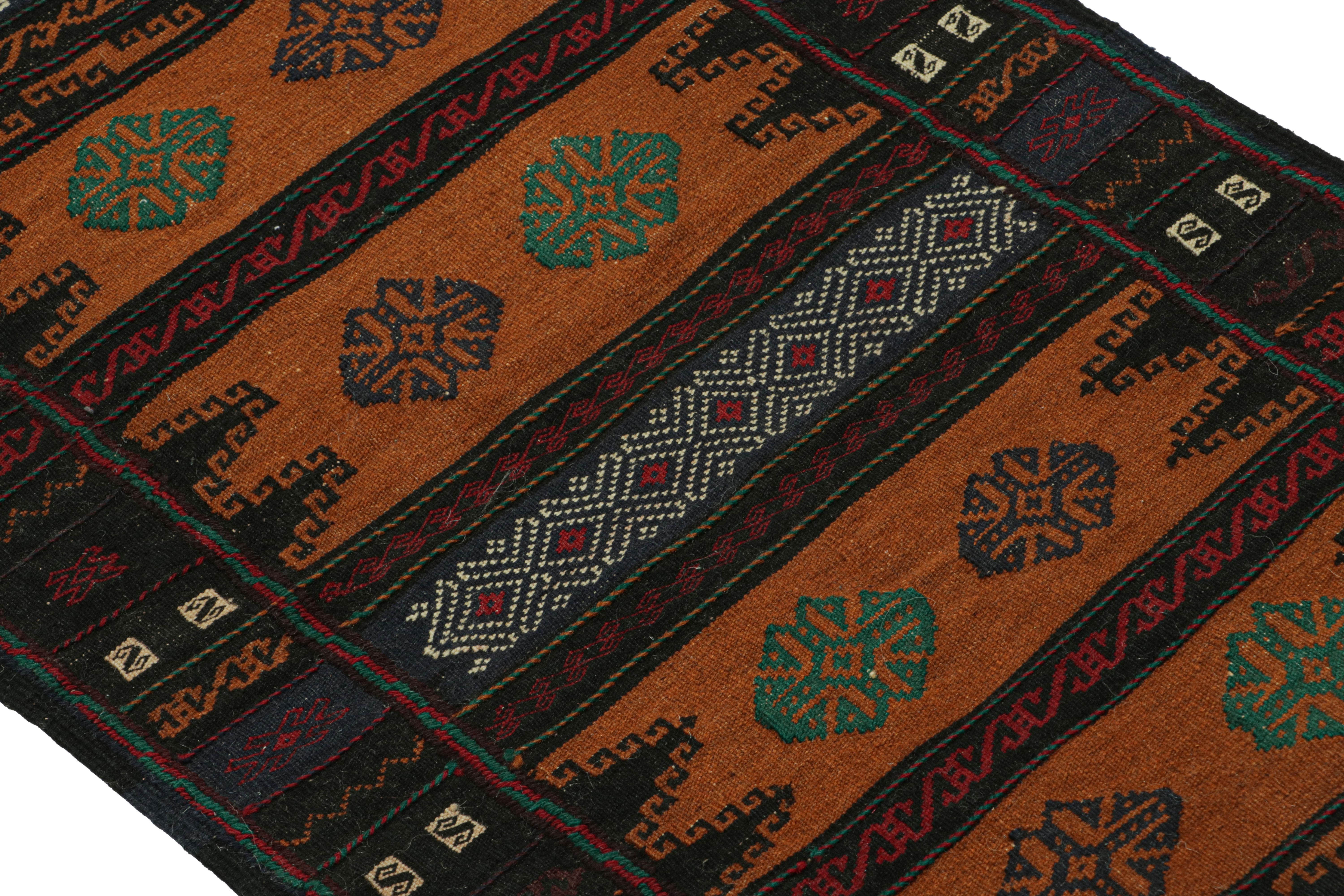 Wool Vintage Afghan Kilim with Polychromatic Geometric Patterns, from Rug & Kilim For Sale