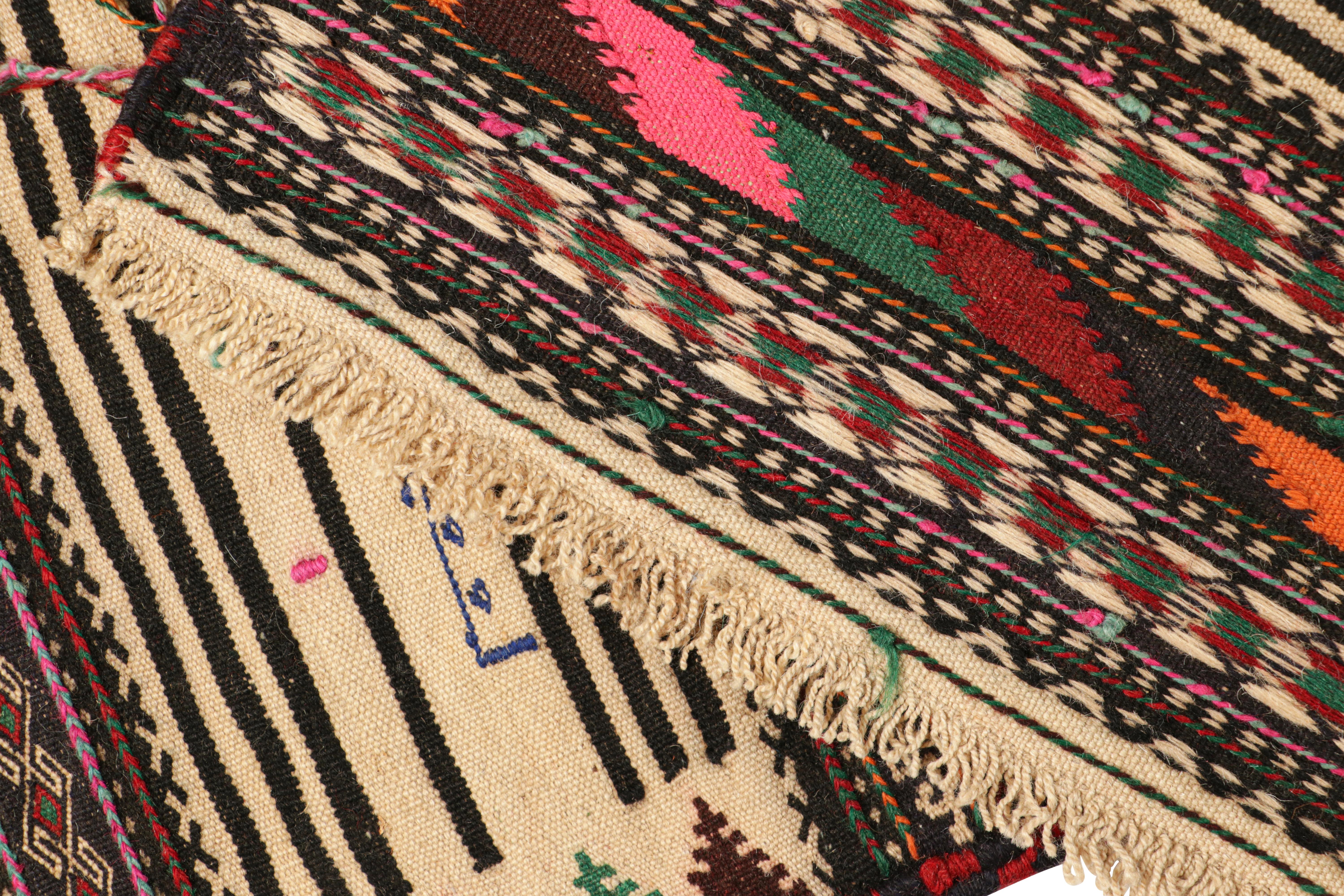 Wool Vintage Afghan Kilim with Polychromatic Geometric Patterns, from Rug & Kilim For Sale