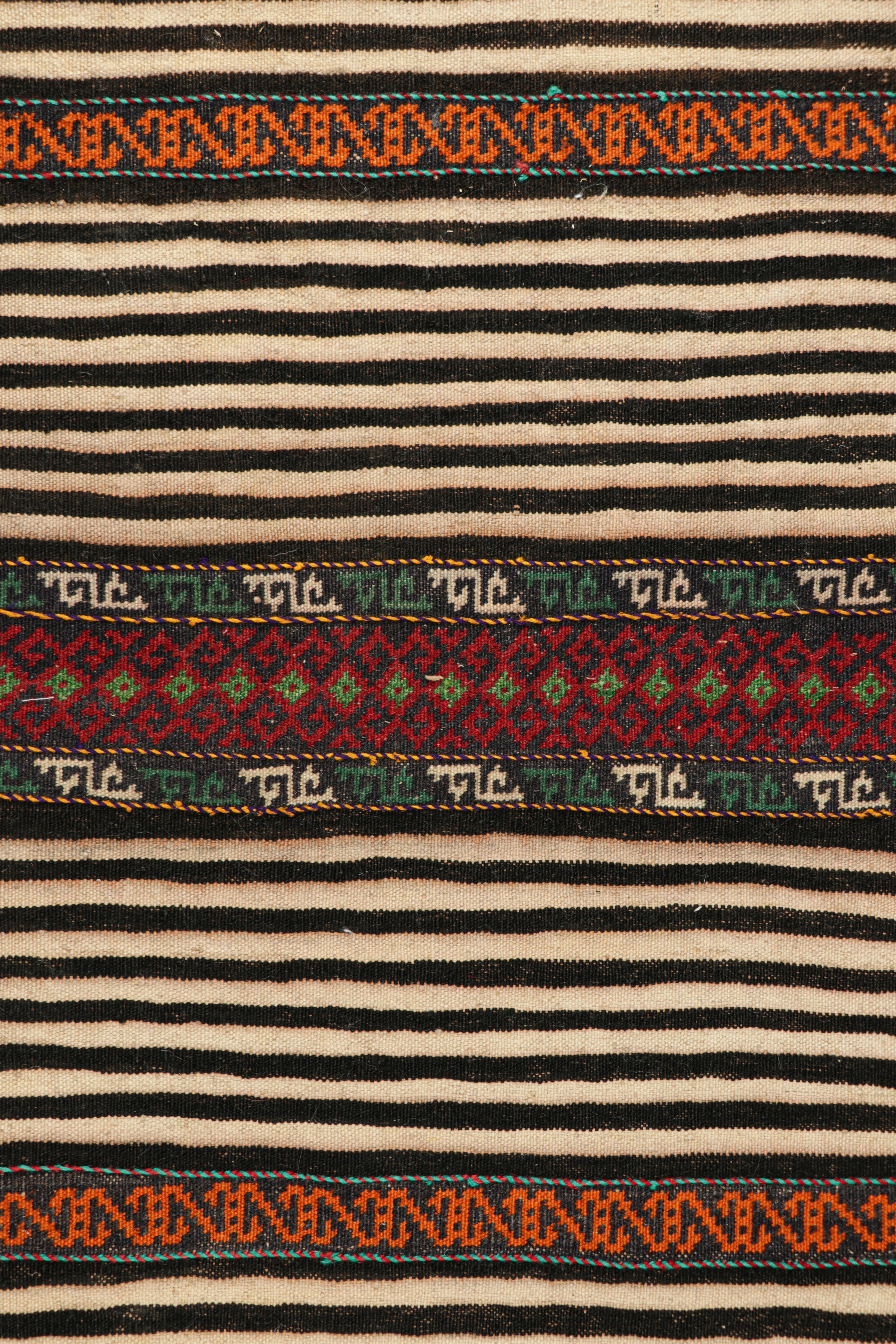 Tribal Vintage Afghan Kilim with Polychromatic Geometric Stripes, from Rug & Kilim For Sale