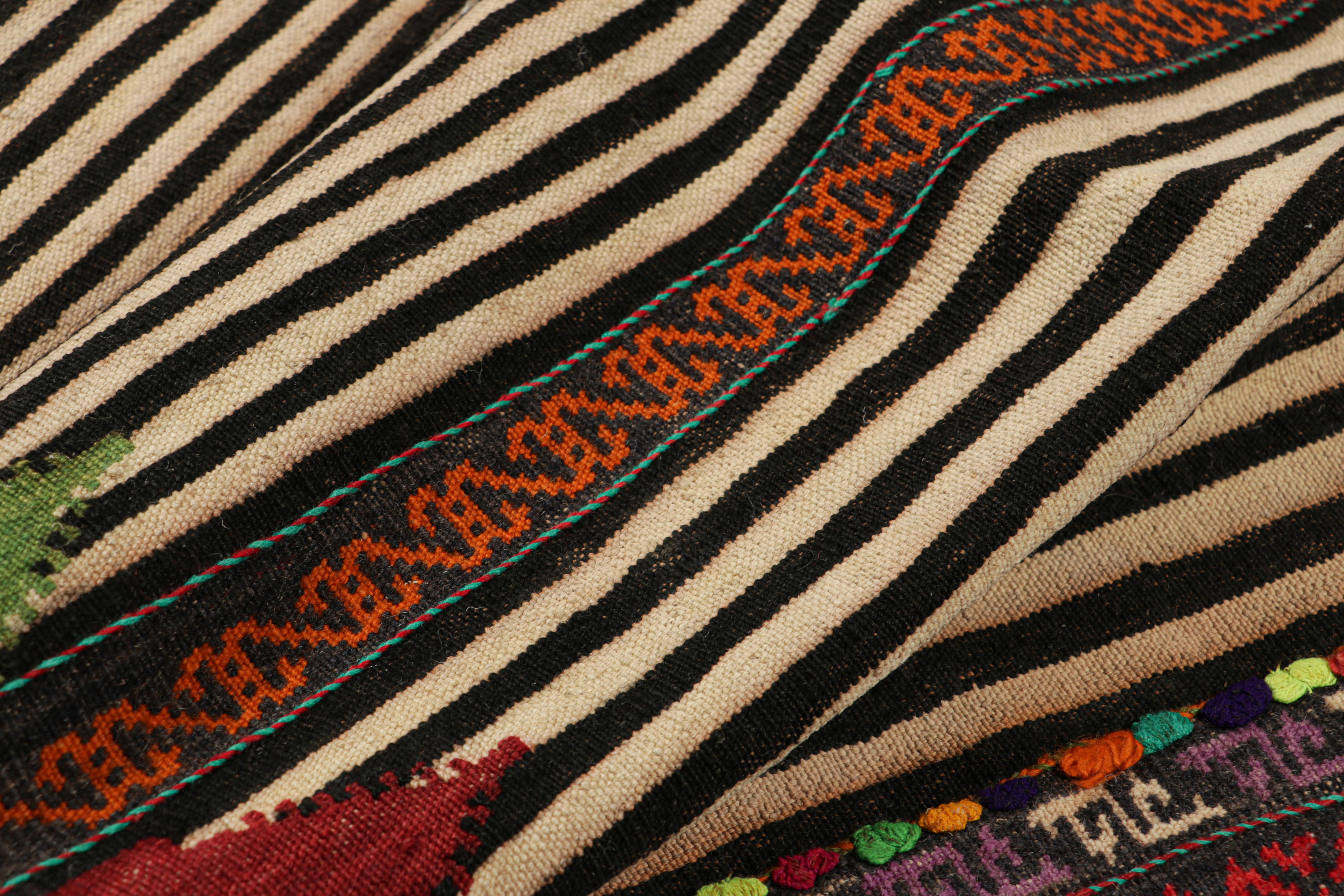 Hand-Woven Vintage Afghan Kilim with Polychromatic Geometric Stripes, from Rug & Kilim For Sale