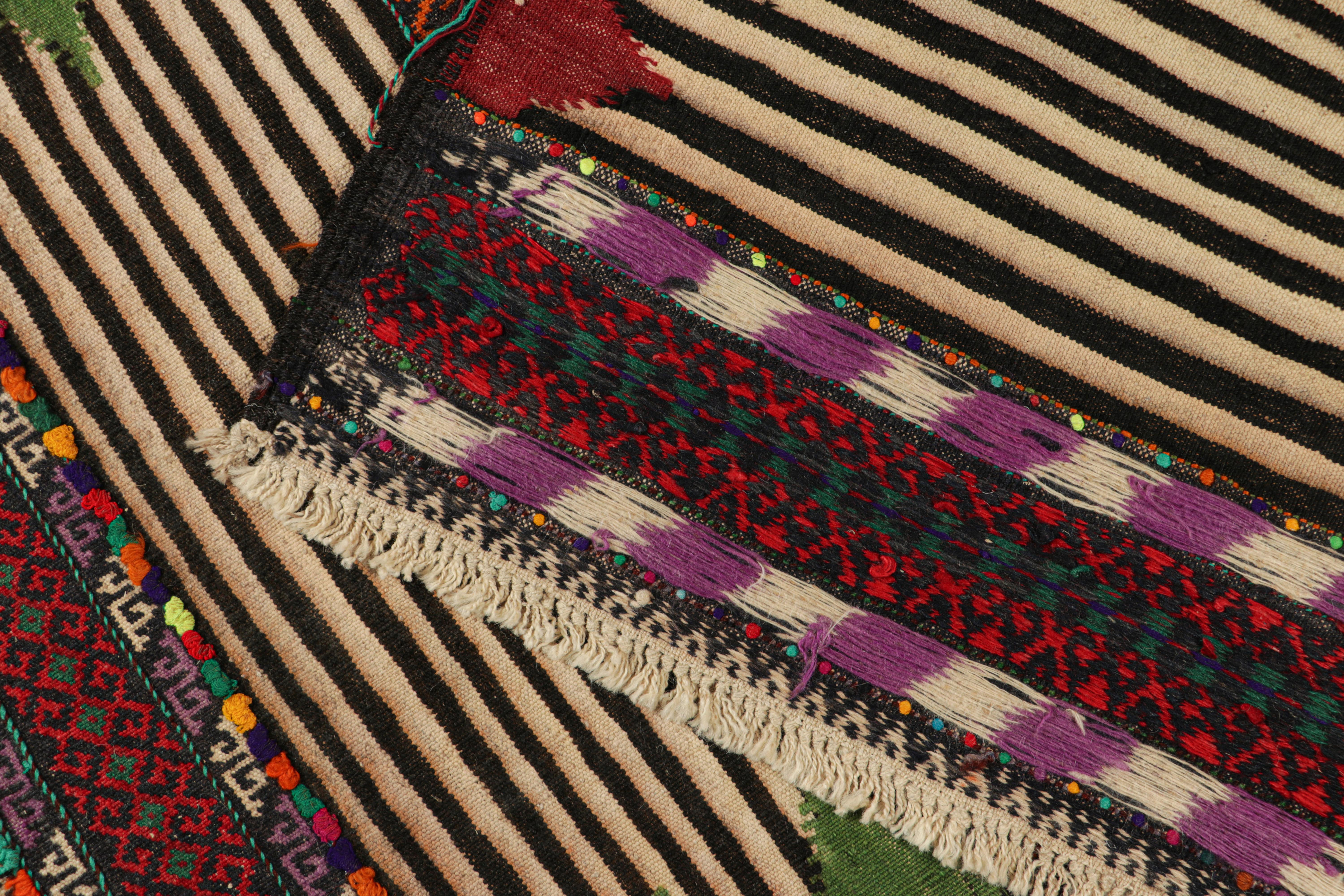 Mid-20th Century Vintage Afghan Kilim with Polychromatic Geometric Stripes, from Rug & Kilim For Sale