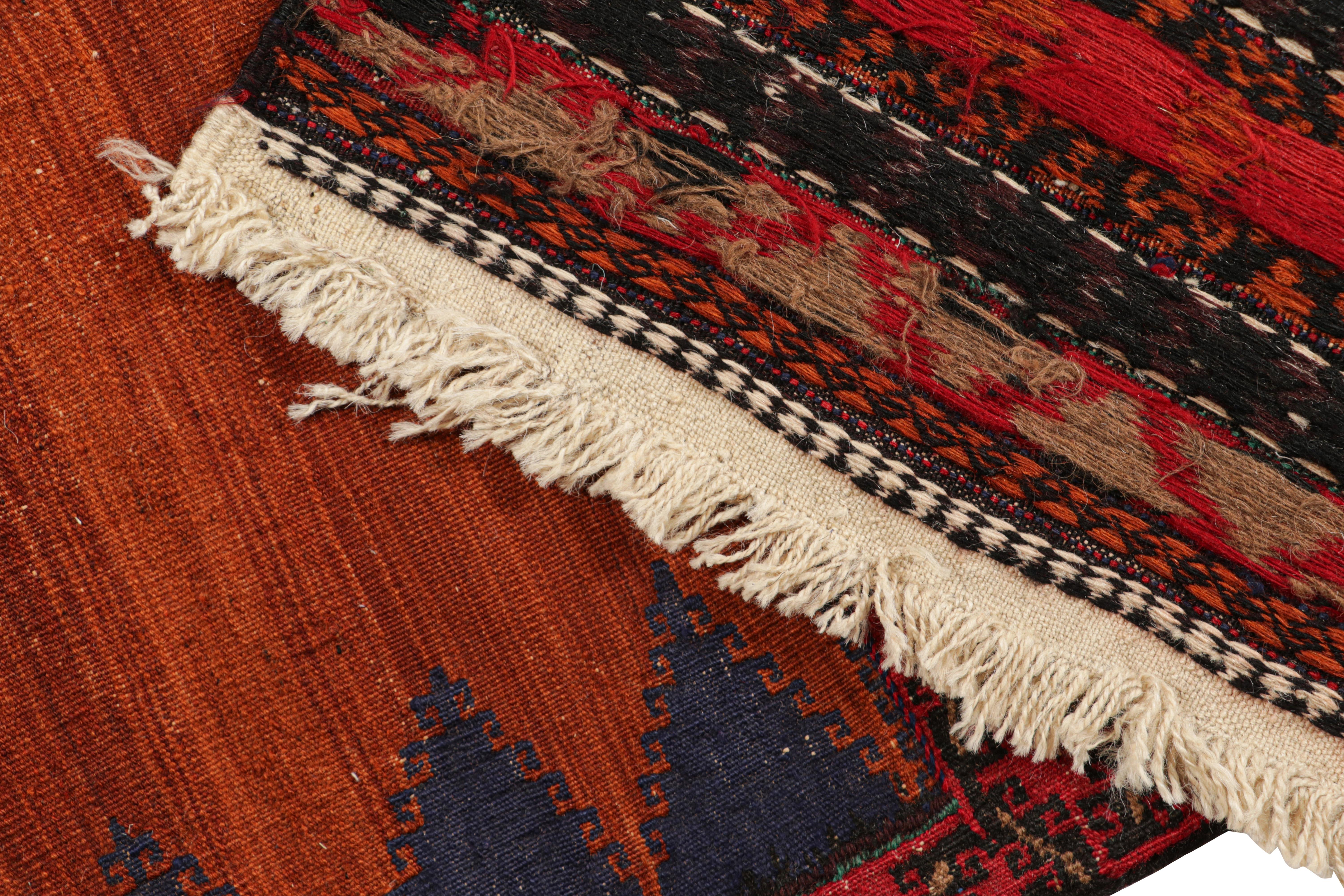 Wool Vintage Afghan Kilim with Polychromatic Geometric Stripes, from Rug & Kilim For Sale