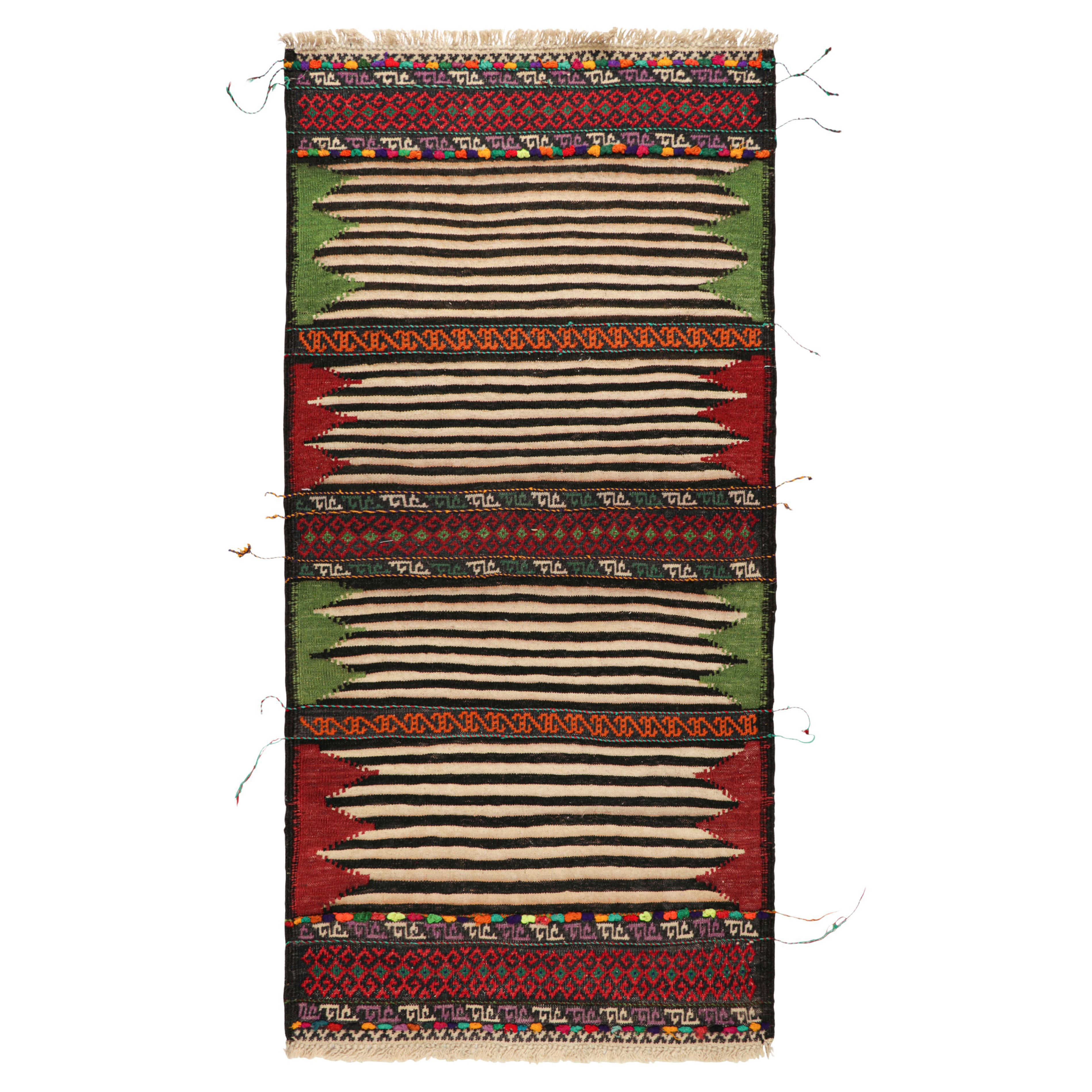 Vintage Afghan Kilim with Polychromatic Geometric Stripes, from Rug & Kilim For Sale