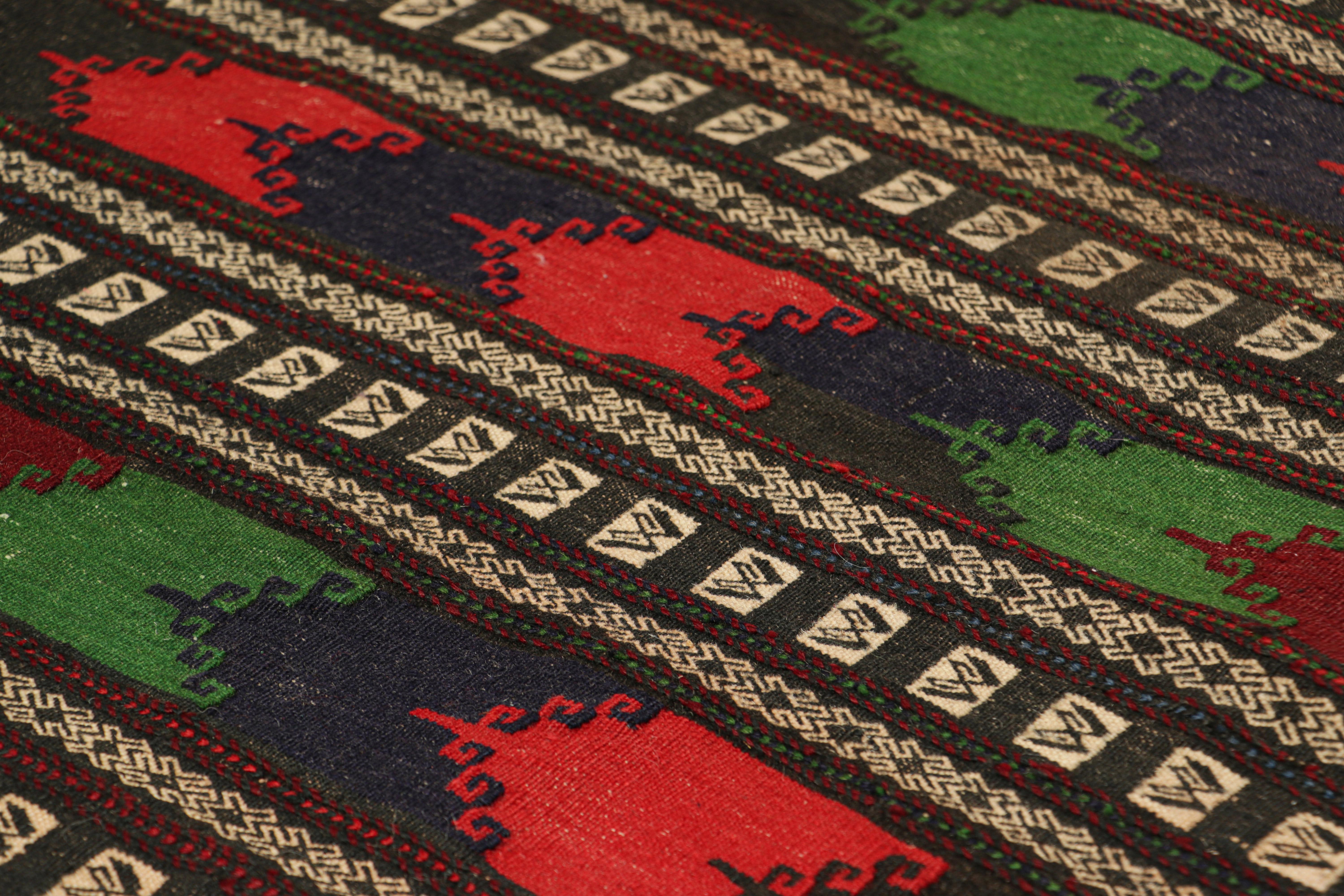 Tribal Vintage Afghan Kilim, with Polychromatic Striped Patterns from Rug & Kilim For Sale
