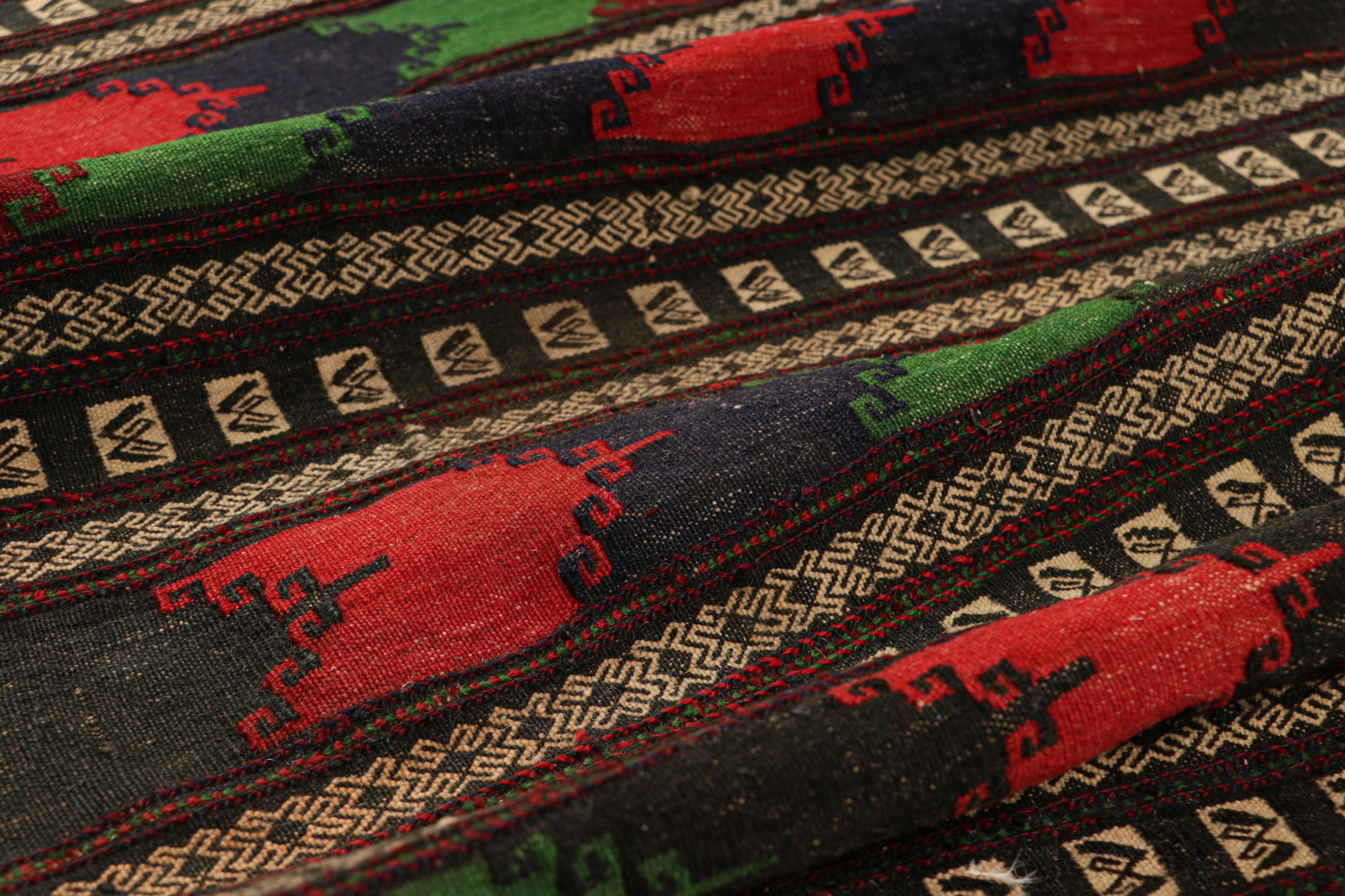 Hand-Woven Vintage Afghan Kilim, with Polychromatic Striped Patterns from Rug & Kilim For Sale