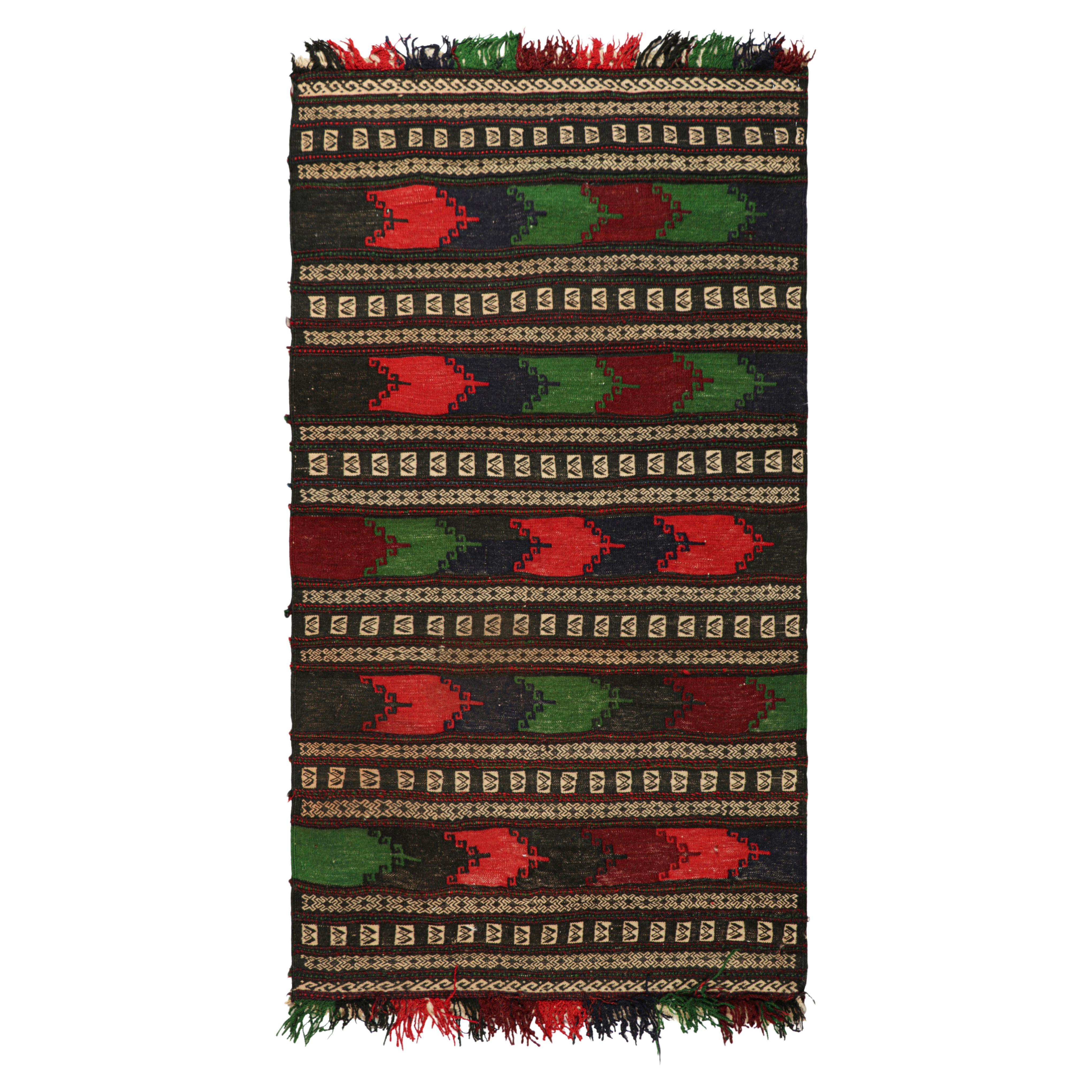 Vintage Afghan Kilim, with Polychromatic Striped Patterns from Rug & Kilim For Sale