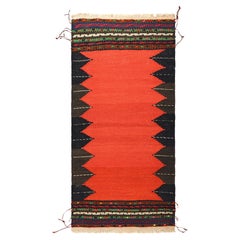 Retro Afghan Kilim with Red Open Field, from Rug & Kilim