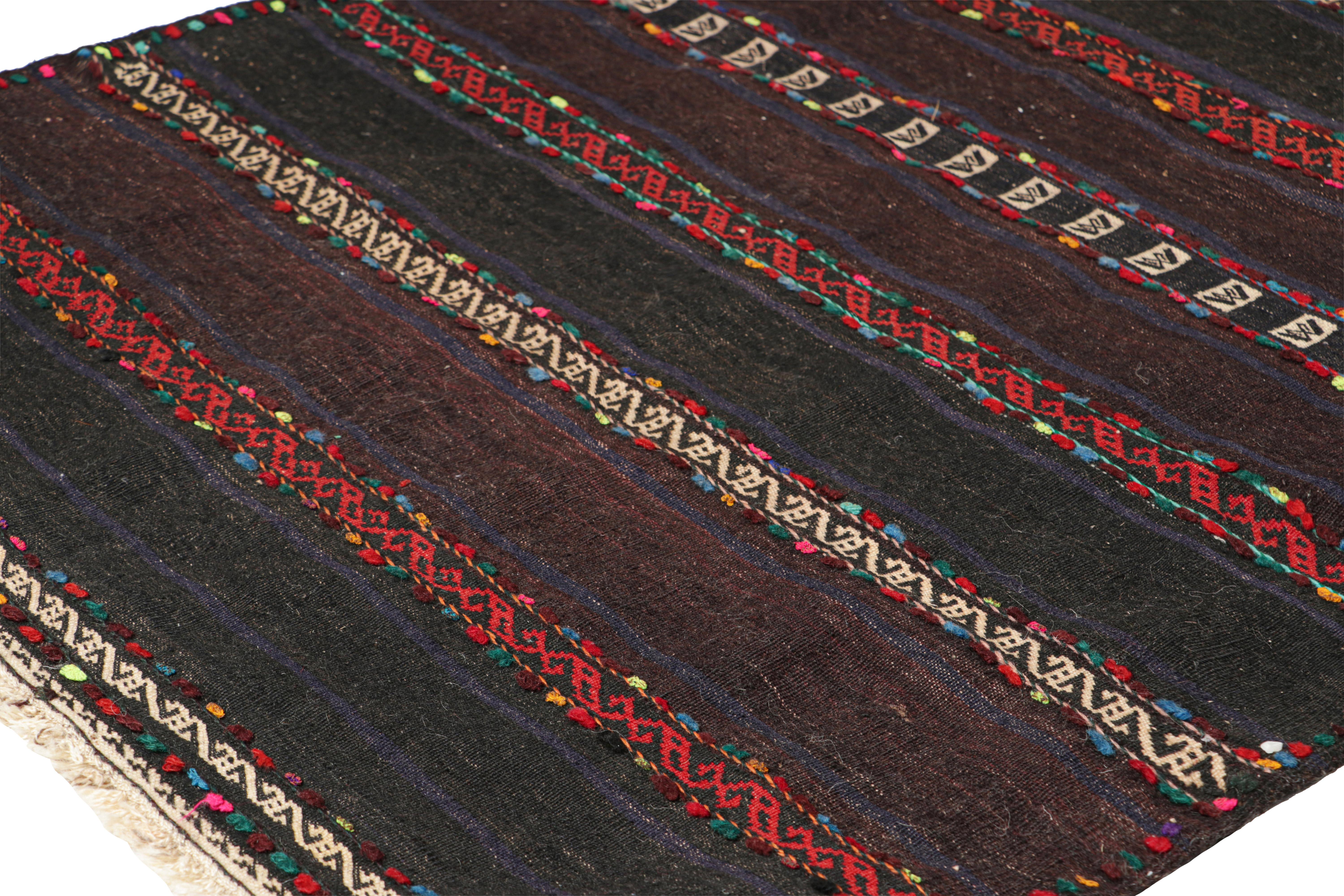 Hand-Woven Vintage Afghan Kilim with Stripes and Geometric Patterns, from Rug & Kilim For Sale