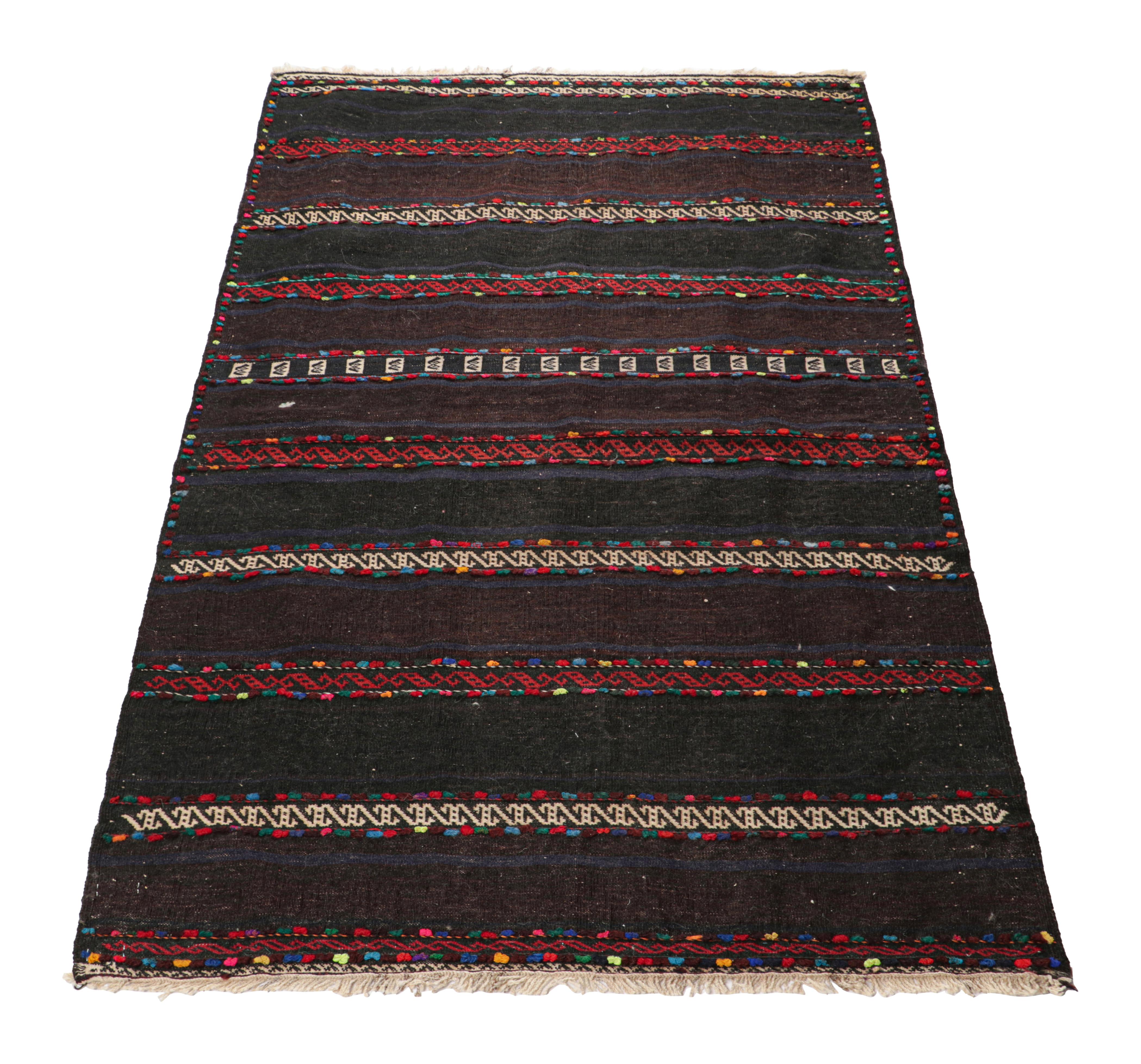 Vintage Afghan Kilim with Stripes and Geometric Patterns, from Rug & Kilim In Good Condition For Sale In Long Island City, NY