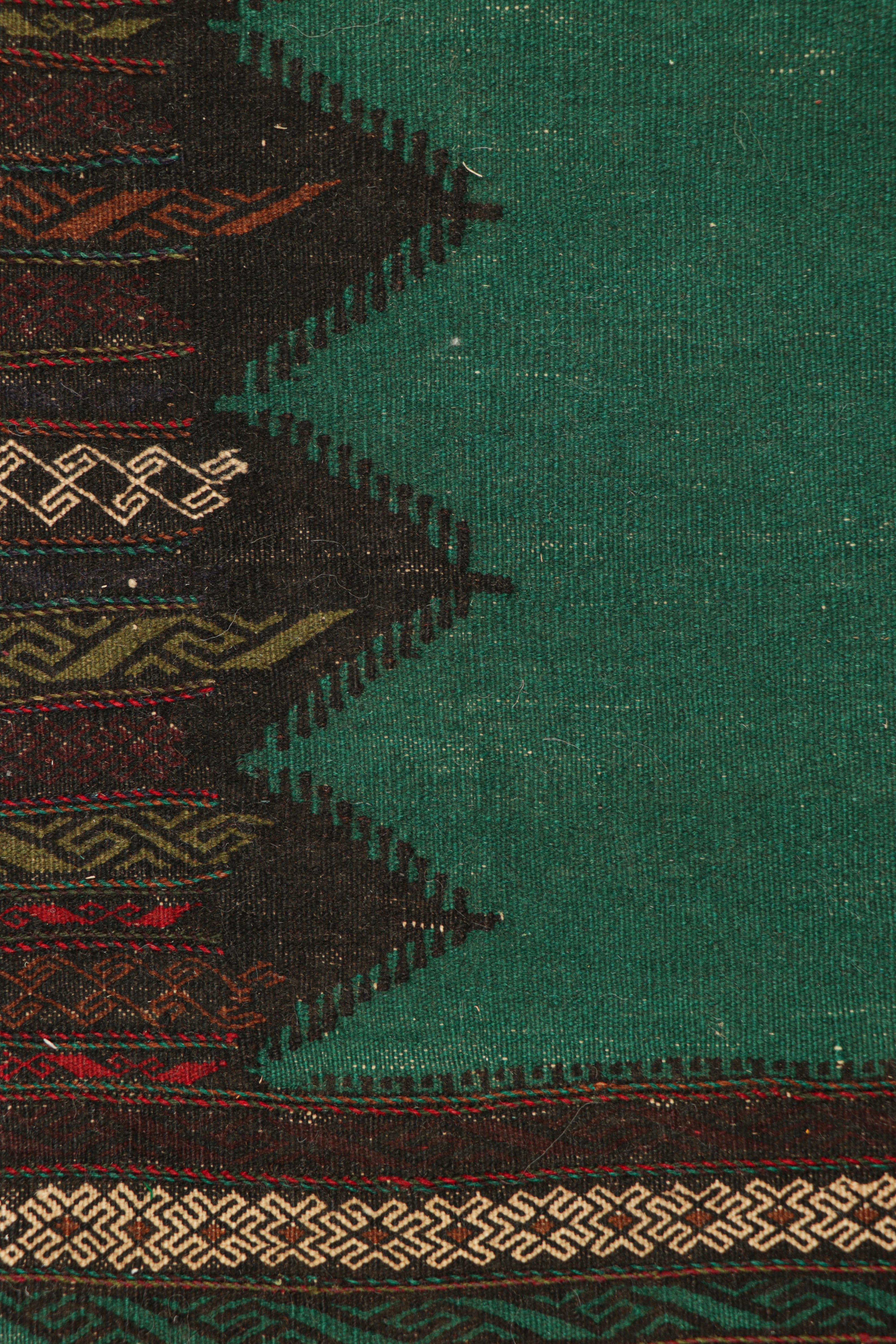 Tribal Vintage Afghan Kilim with Teal Open Field, from Rug & Kilim For Sale