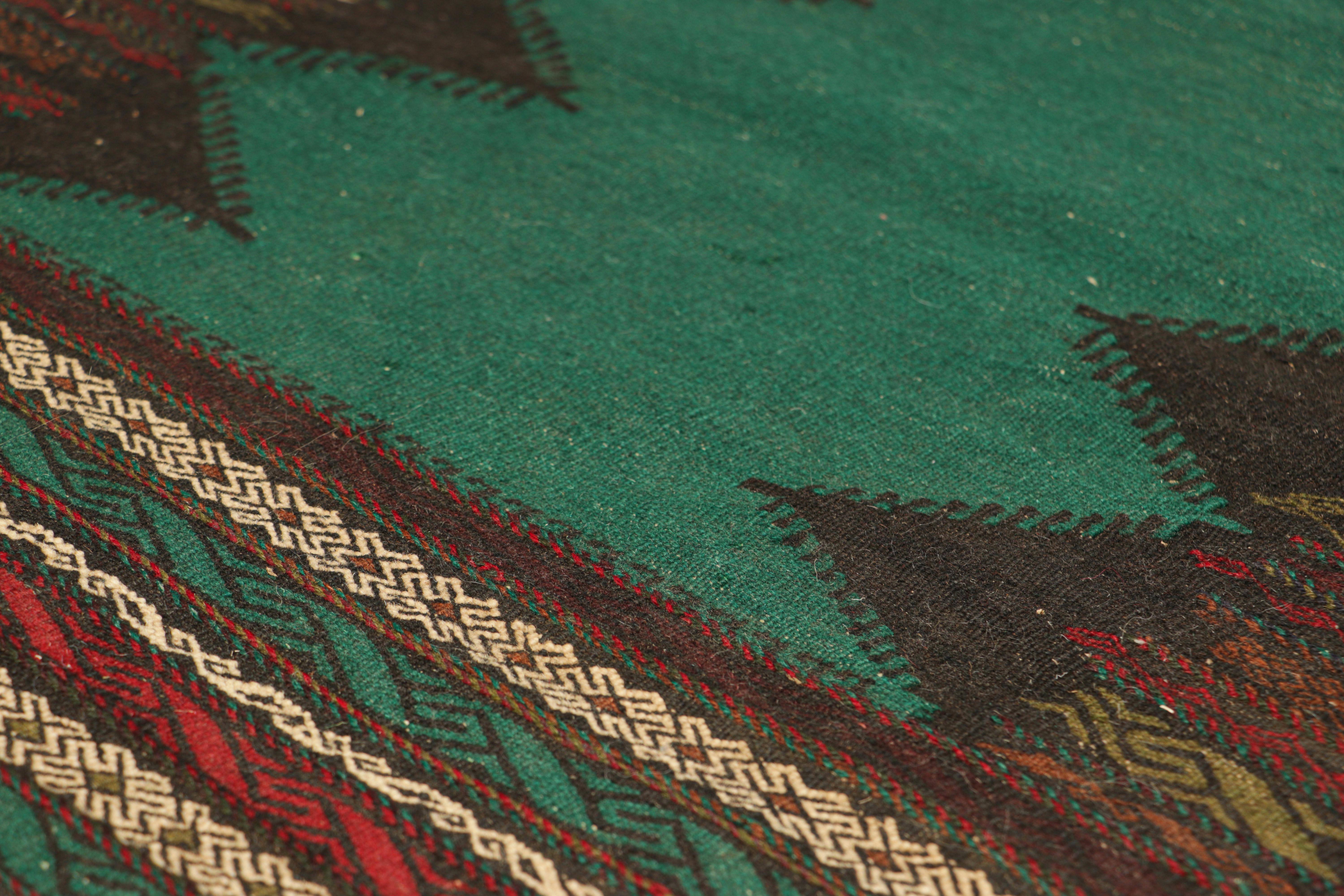 Vintage Afghan Kilim with Teal Open Field, from Rug & Kilim In Good Condition For Sale In Long Island City, NY
