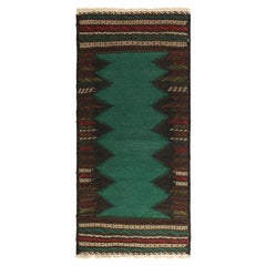 Retro Afghan Kilim with Teal Open Field, from Rug & Kilim