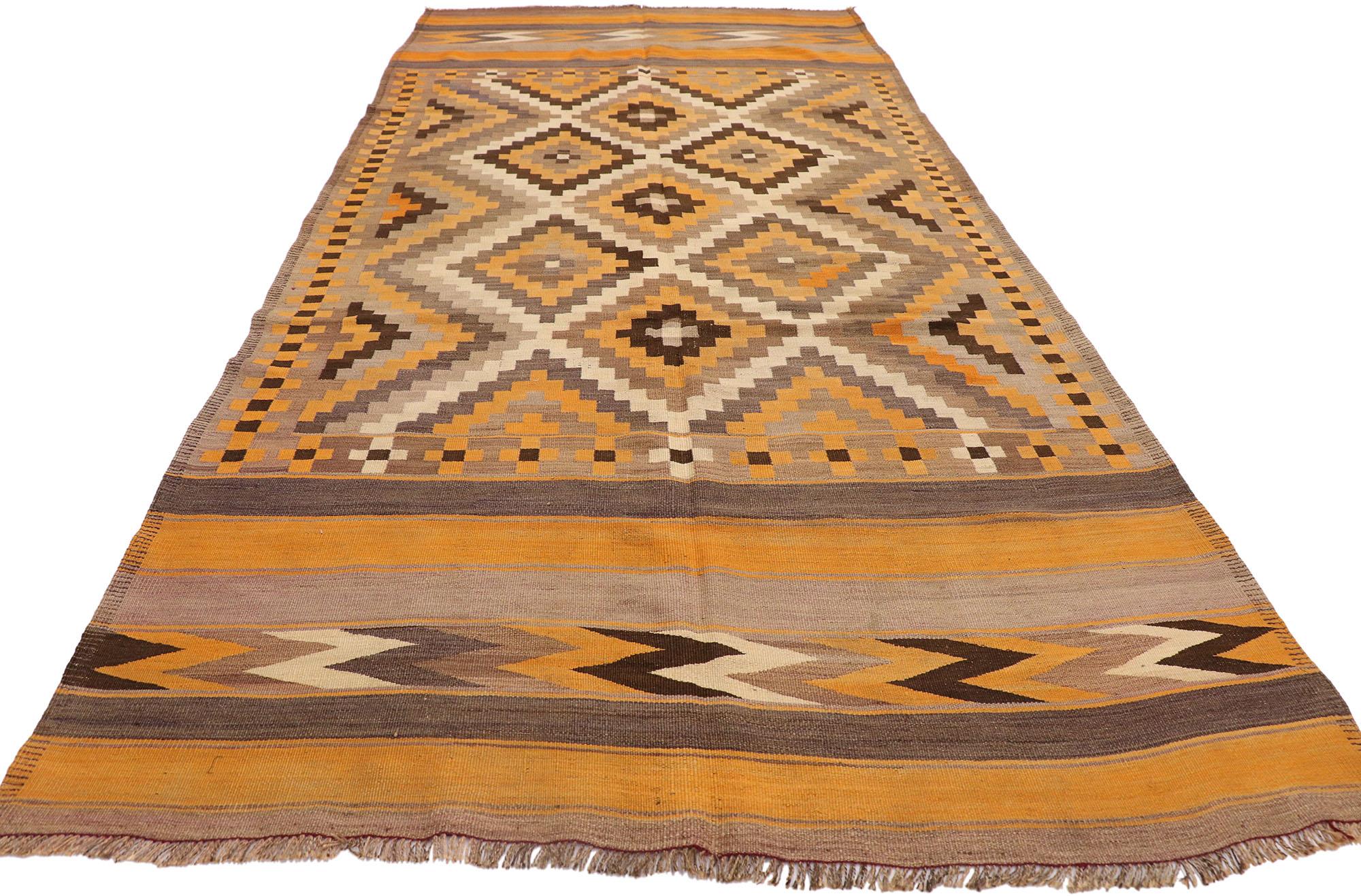 Hand-Woven Vintage Afghan Maimana Kilim Rug with Bohemian Southwestern Style For Sale
