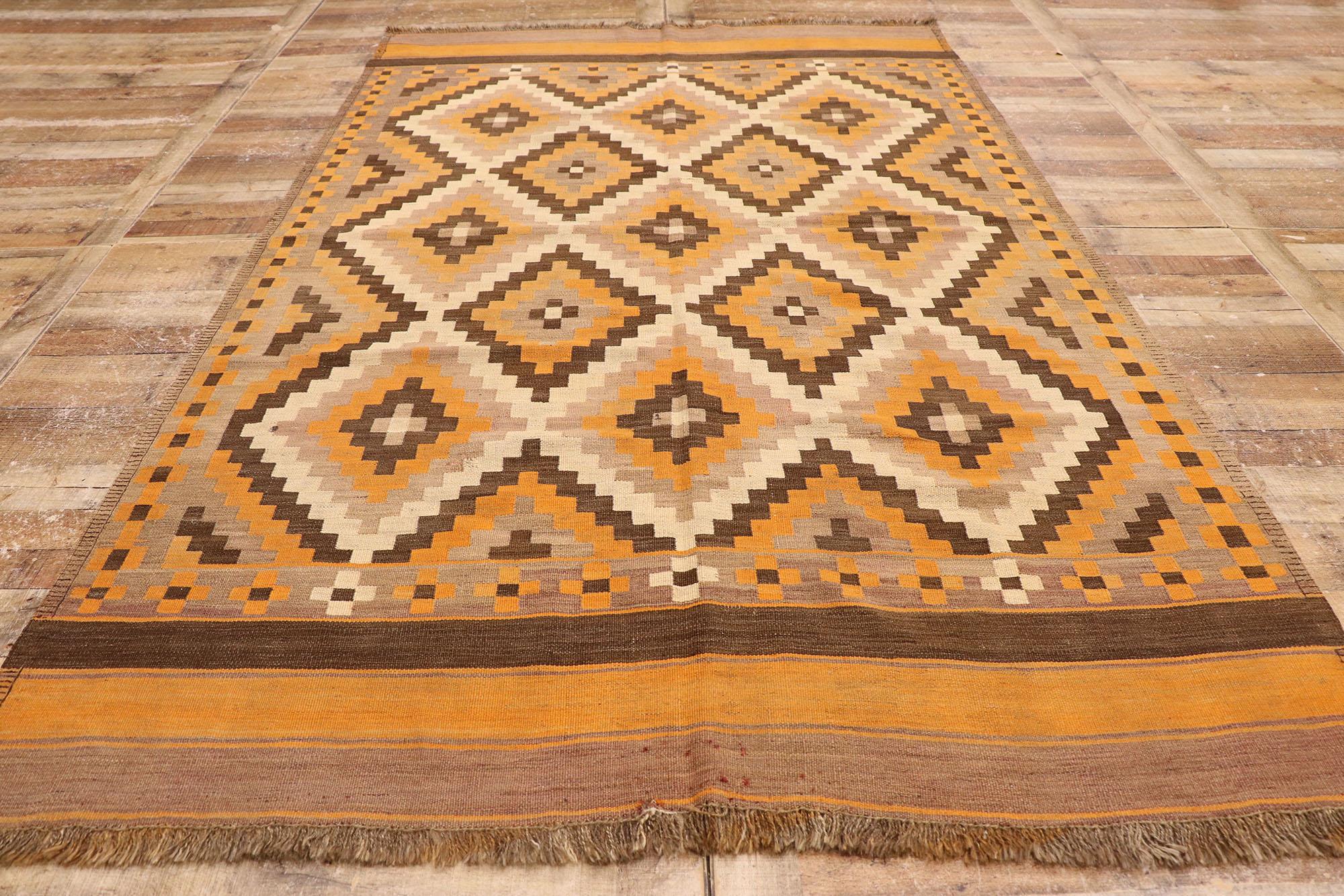 Vintage Afghan Maimana Kilim Rug with Southwestern Bohemian Style For Sale 1