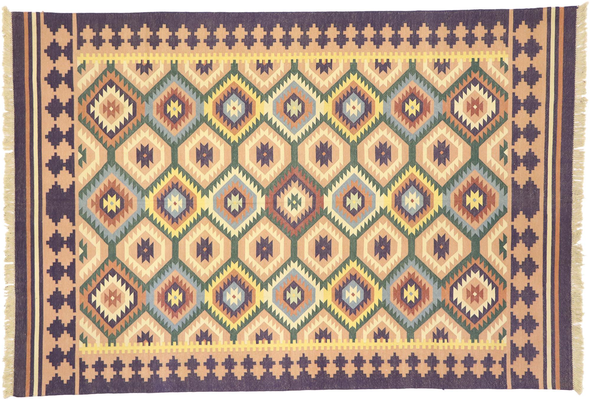 Vintage Afghan Maimana Kilim Rug with Southwestern Tribal Style For Sale 3