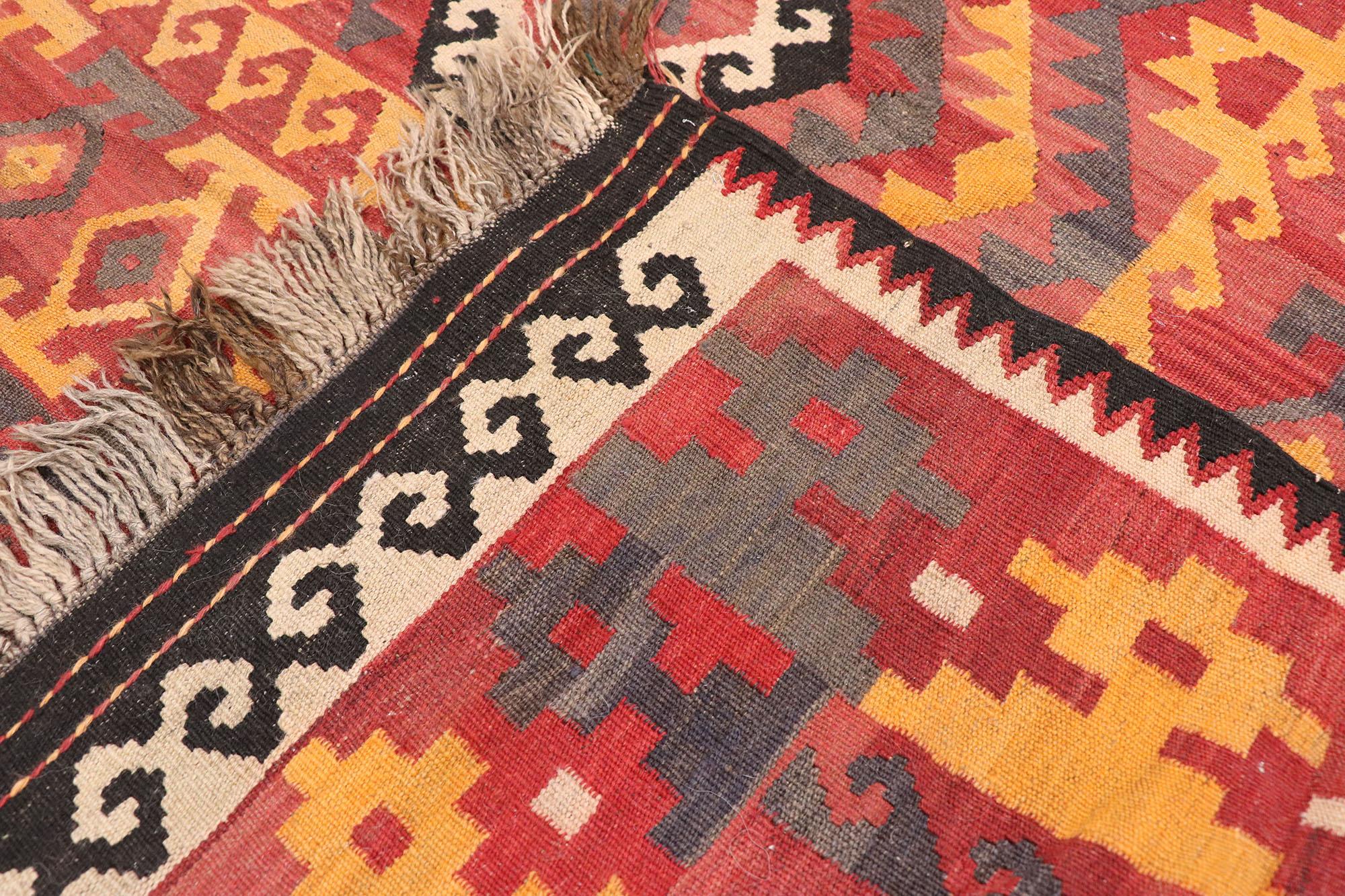 20th Century Vintage Afghan Maimana Kilim Rug, Tribal Enchantment Meets Southwest Style For Sale
