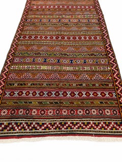 Vintage Afghan Persian-Style Geometric Kilim Rug, 65 x 110 in