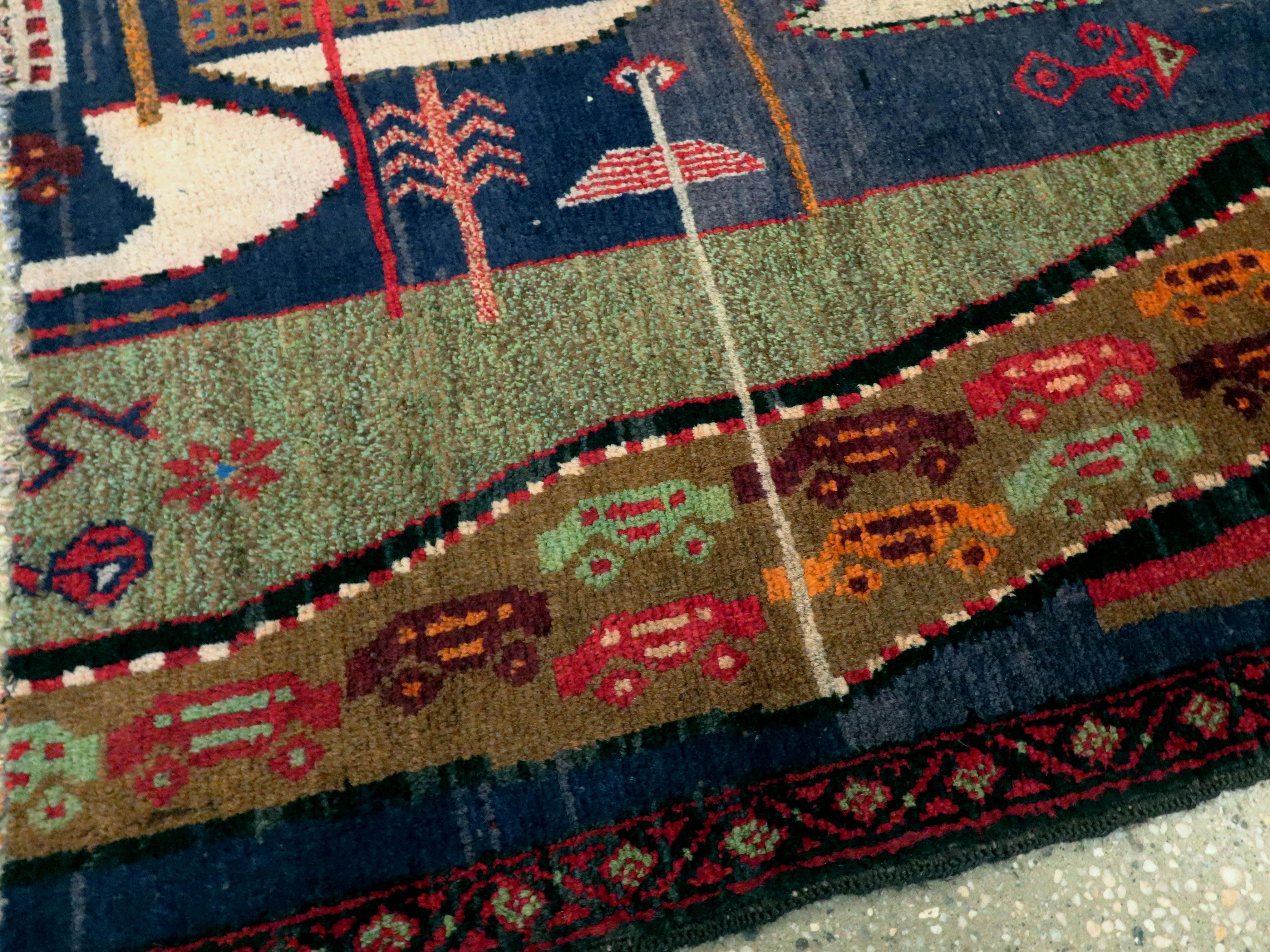 20th Century Vintage Afghan Pictorial Baluch Rug