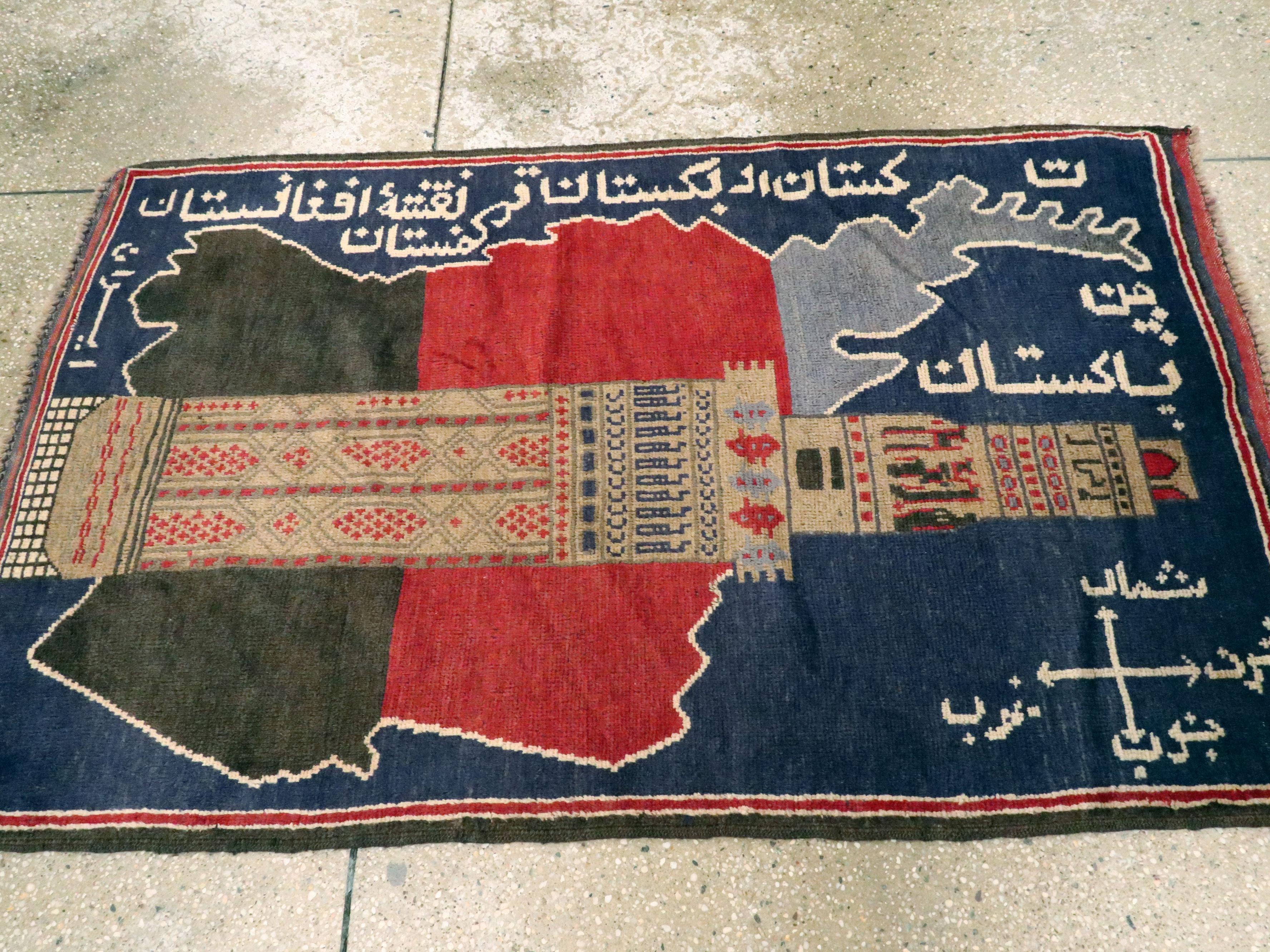 Afghanischer Bildkarte-Teppich, Vintage (Handgeknüpft) im Angebot