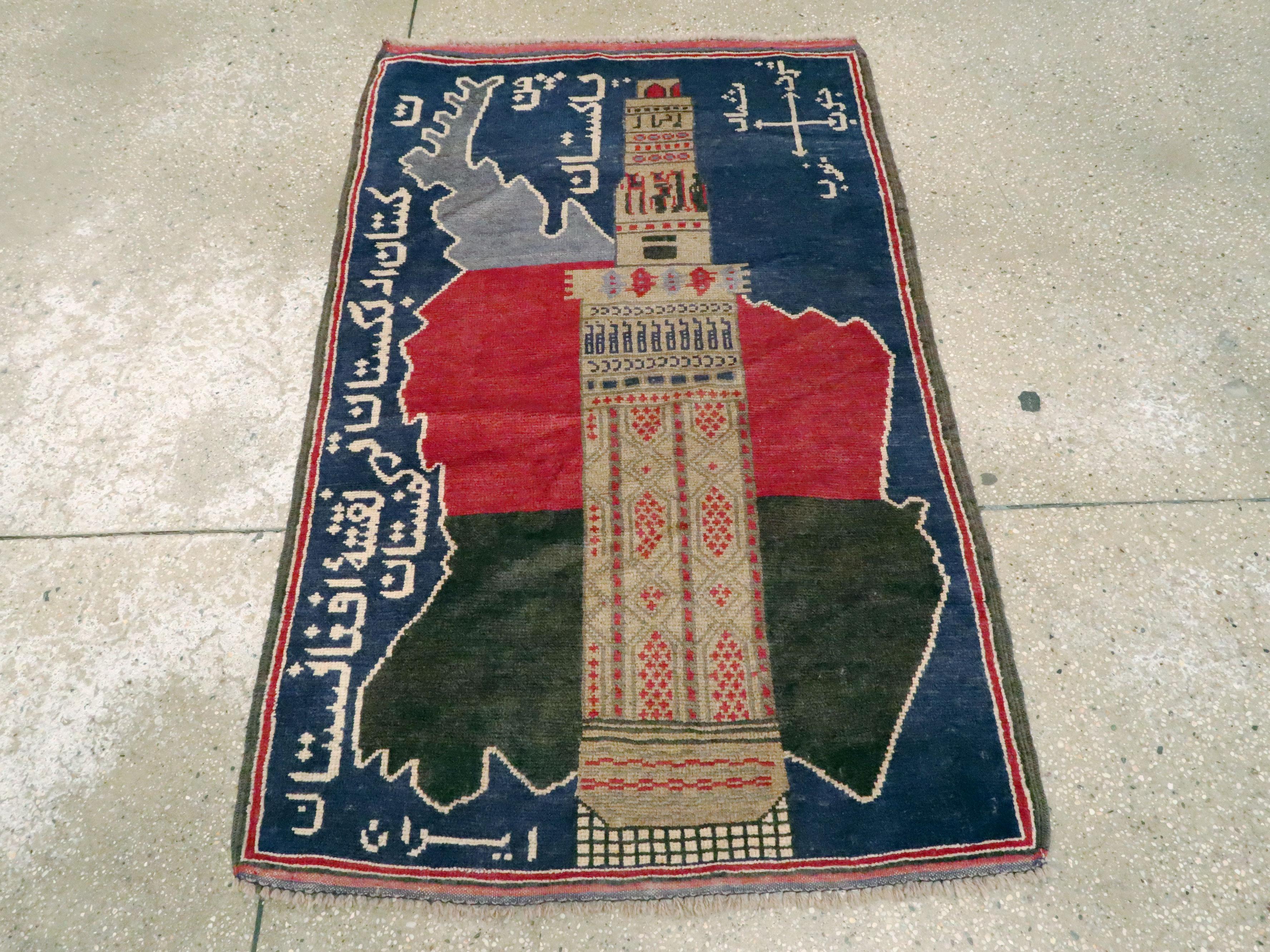 Vintage Afghan Pictorial Map Rug In Excellent Condition For Sale In New York, NY