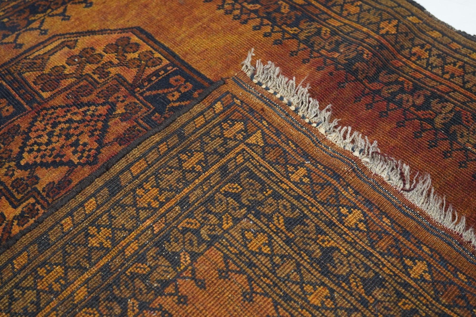 Vintage Afghan Rug 3'3'' x 3'9'' For Sale 5