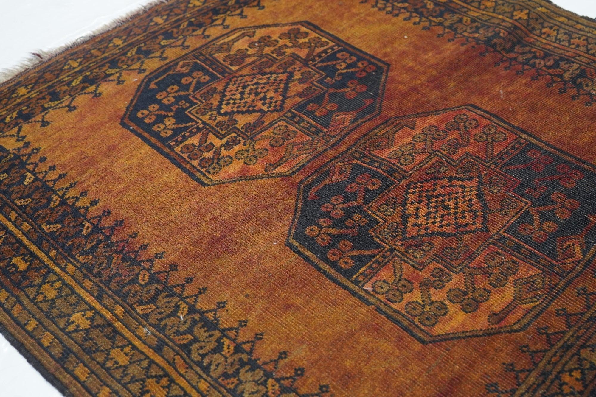 Vintage Afghan Rug 3'3'' x 3'9'' For Sale 1